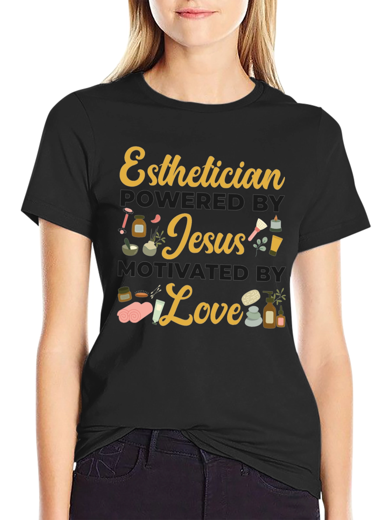 Esthetician Powered By Jesus Love T-Shirt