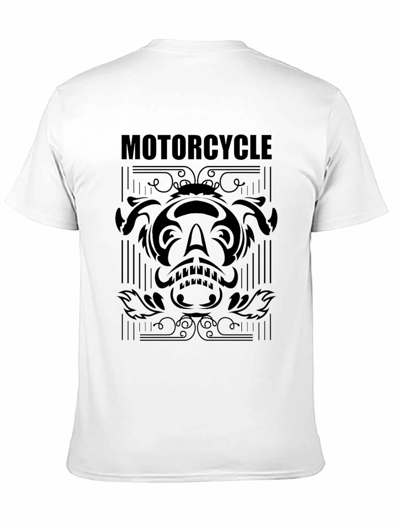 Motorcycle Graphic Tee - Black Cotton T-Shirt