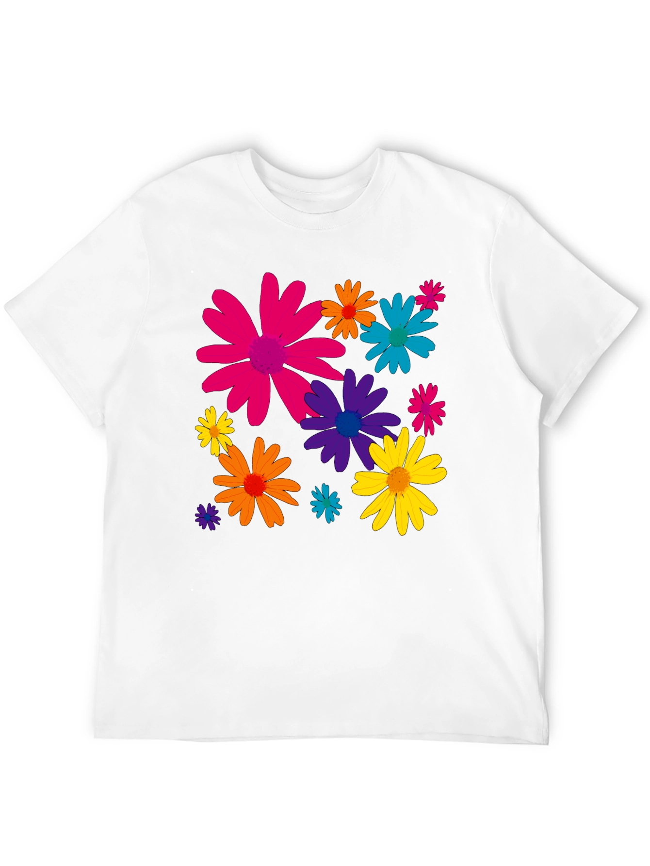 Floral Print Mens Black T-Shirt