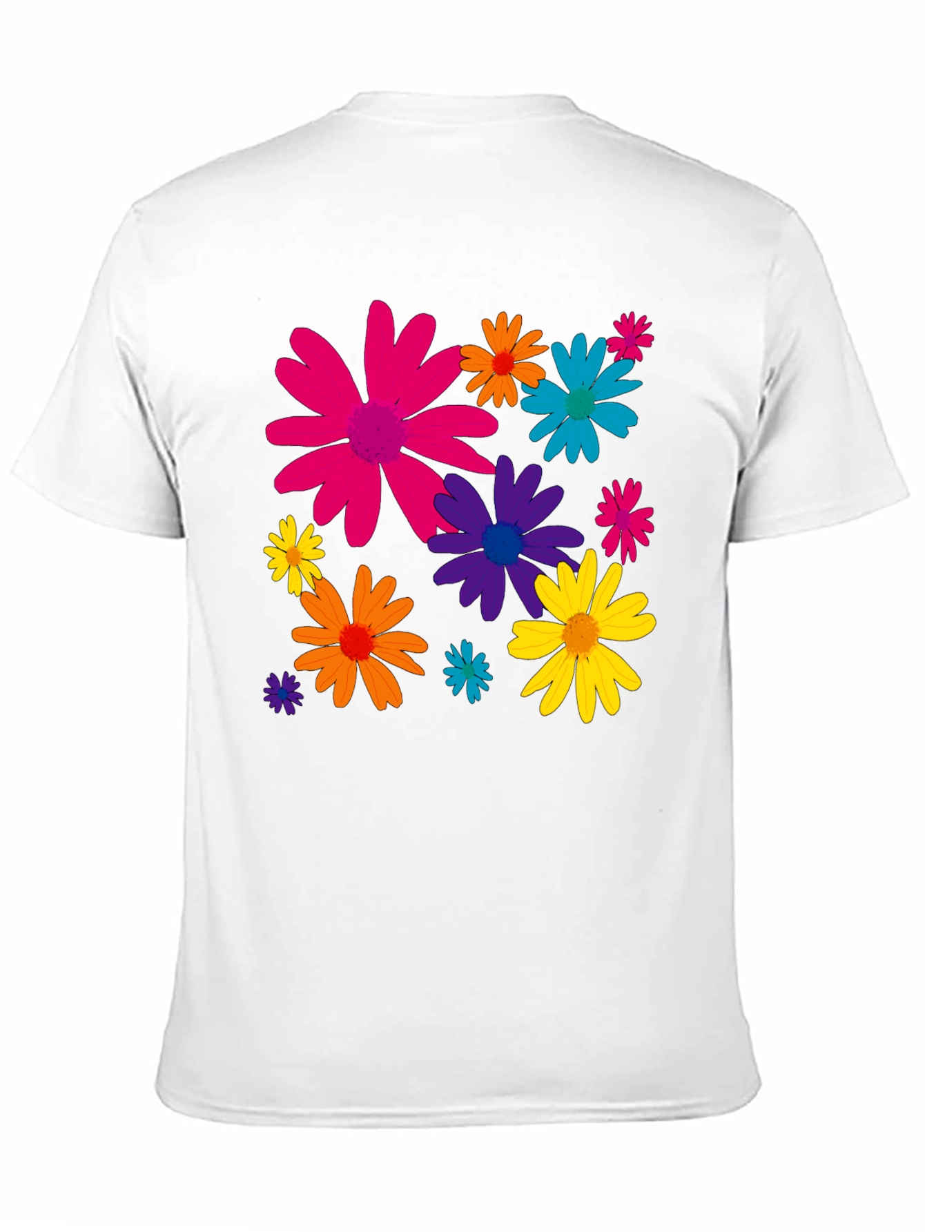 Floral Print Mens Black T-Shirt