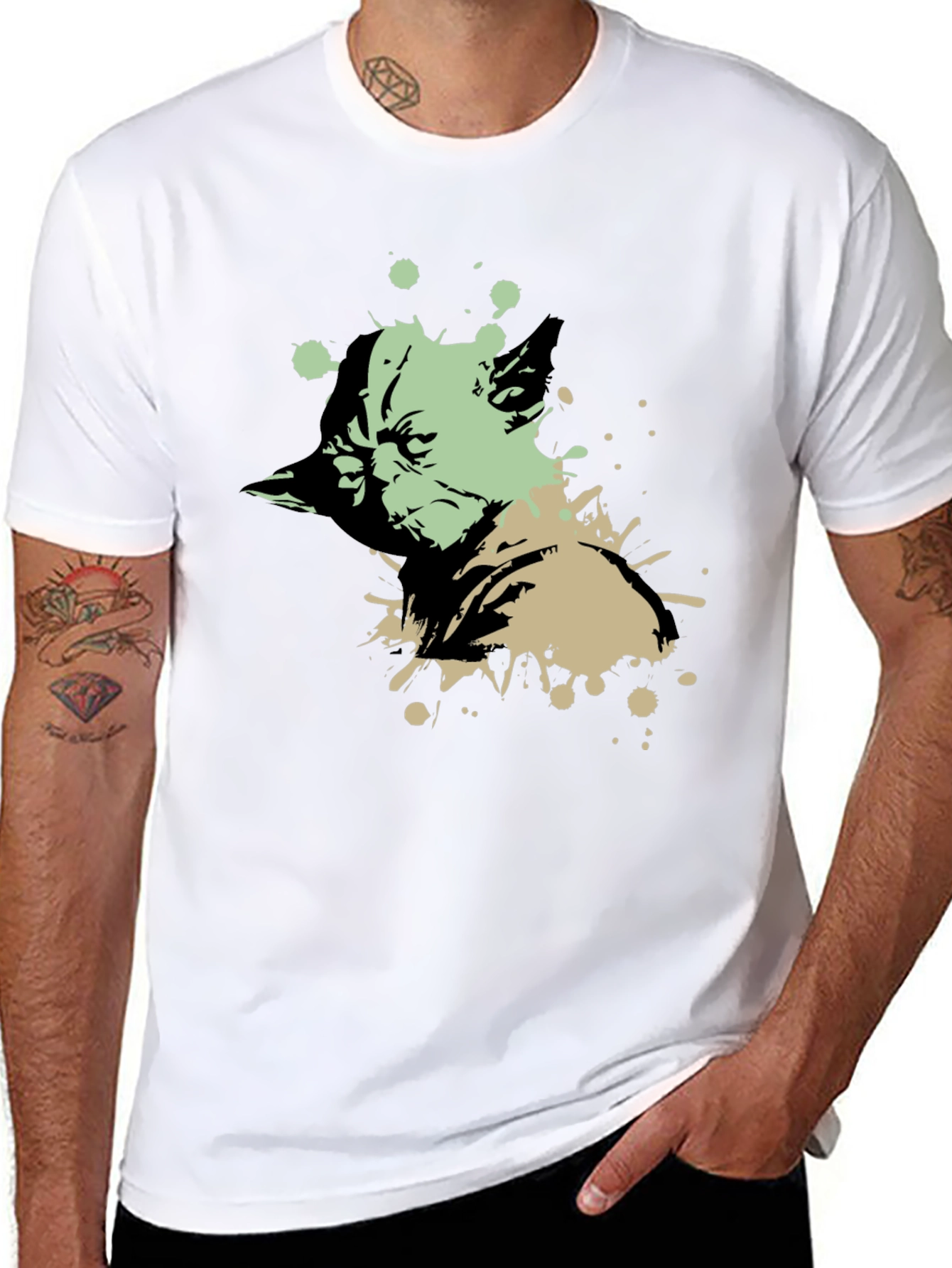Yoda Splatter Graphic Black T-Shirt