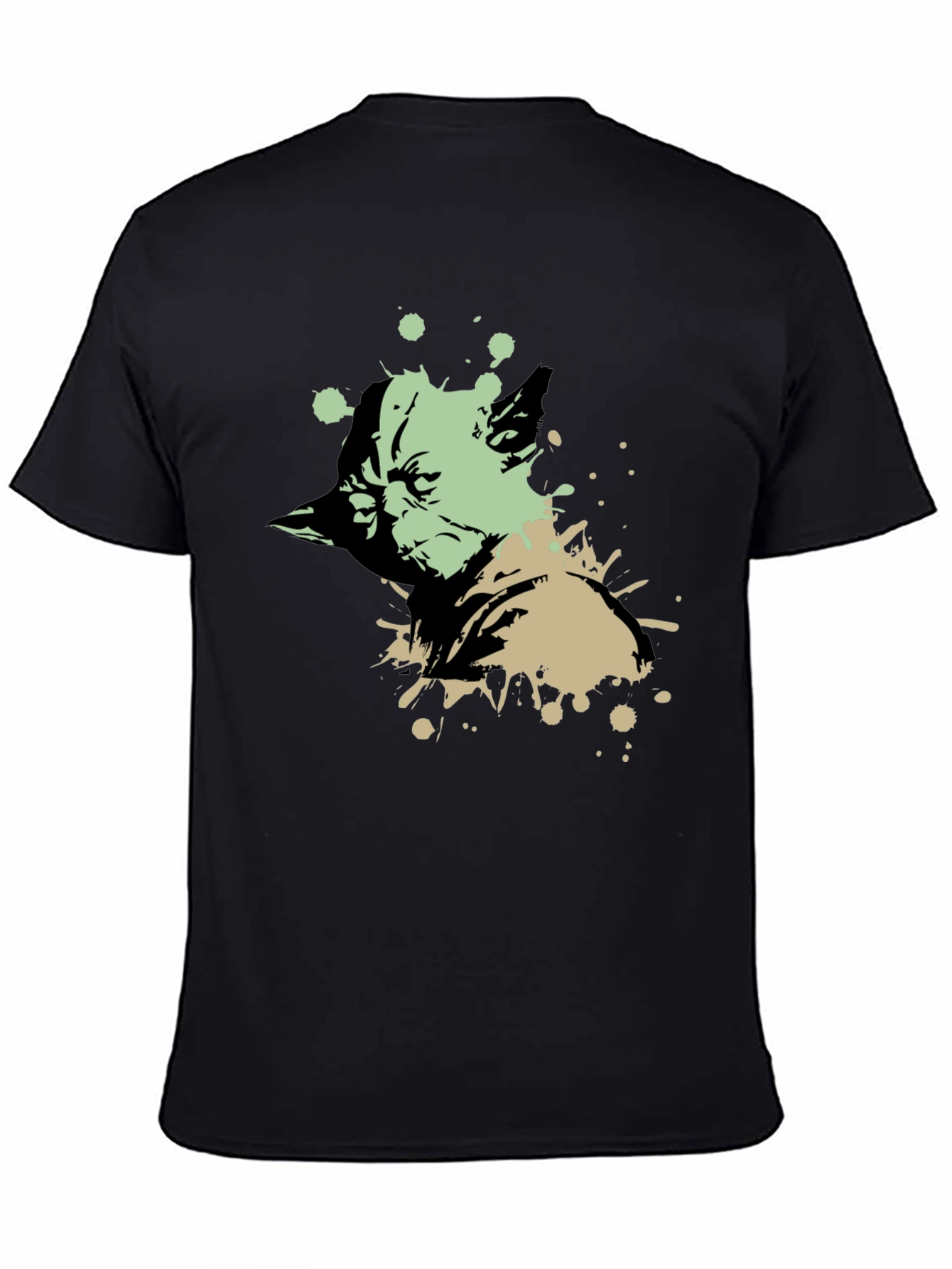 Yoda Splatter Graphic Black T-Shirt