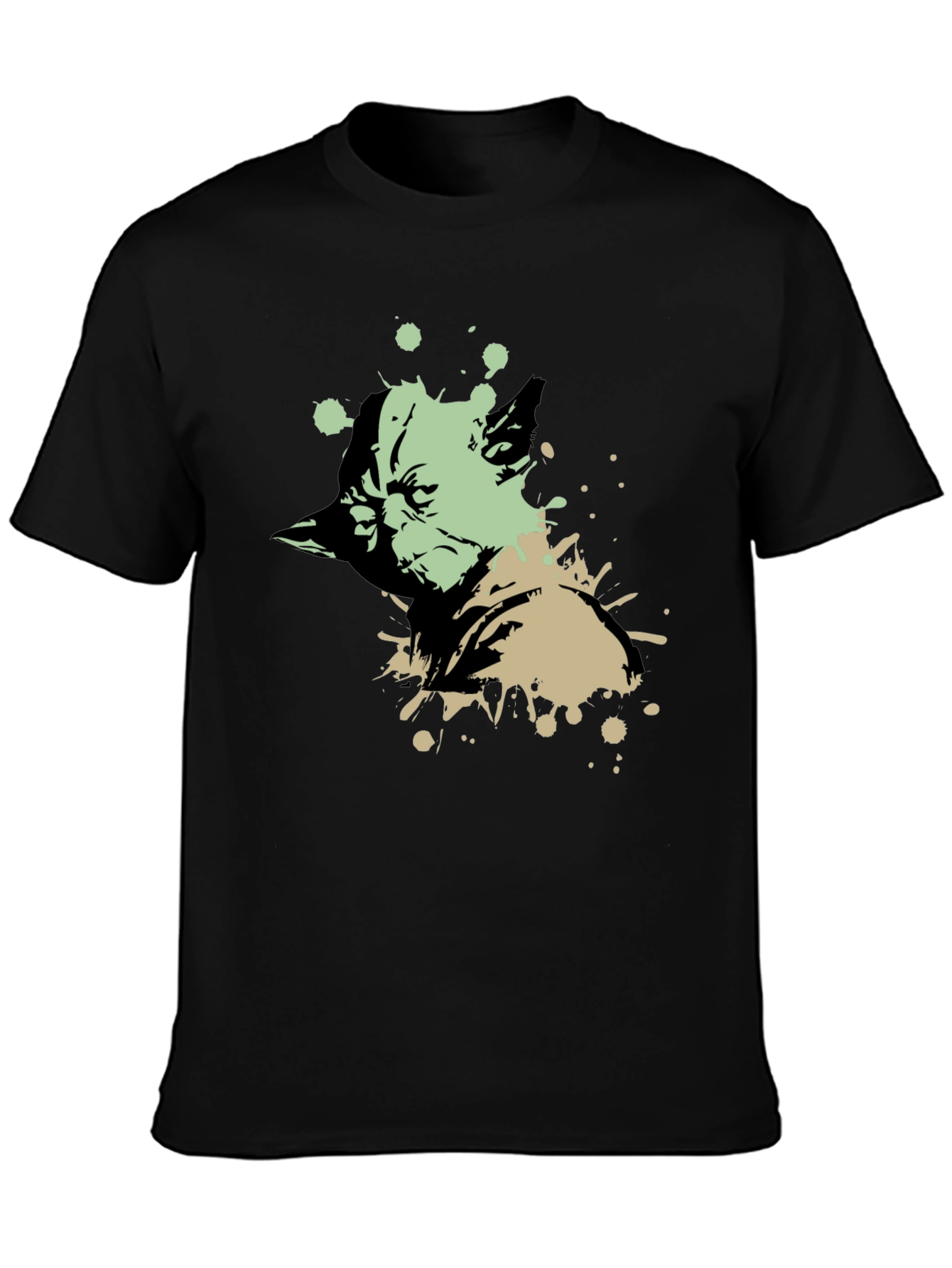 Yoda Splatter Graphic Black T-Shirt