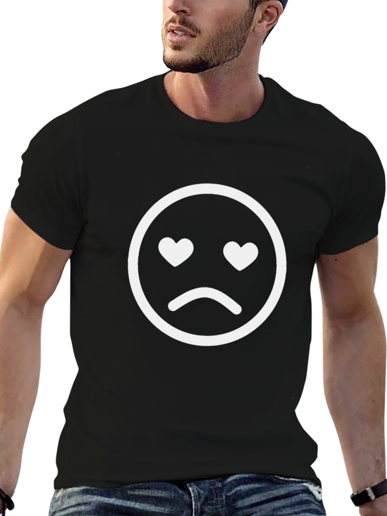 Sad But Loving Emoji Graphic T-Shirt