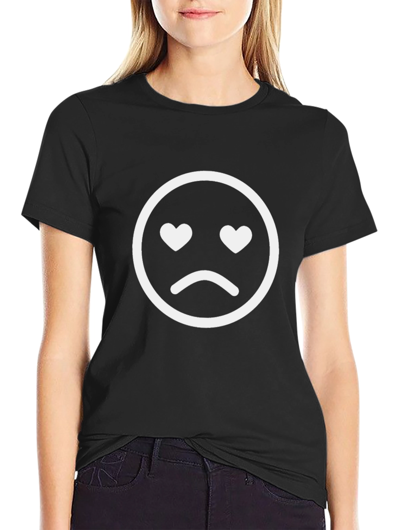 Sad But Loving Emoji Graphic T-Shirt