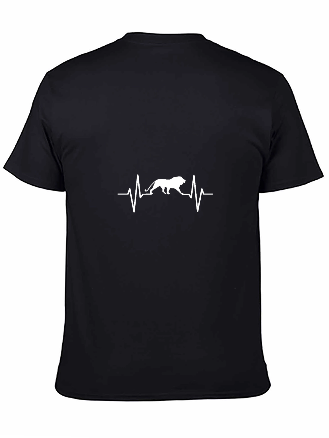 Lion Heartbeat Graphic Tee - Black Casual T-Shirt