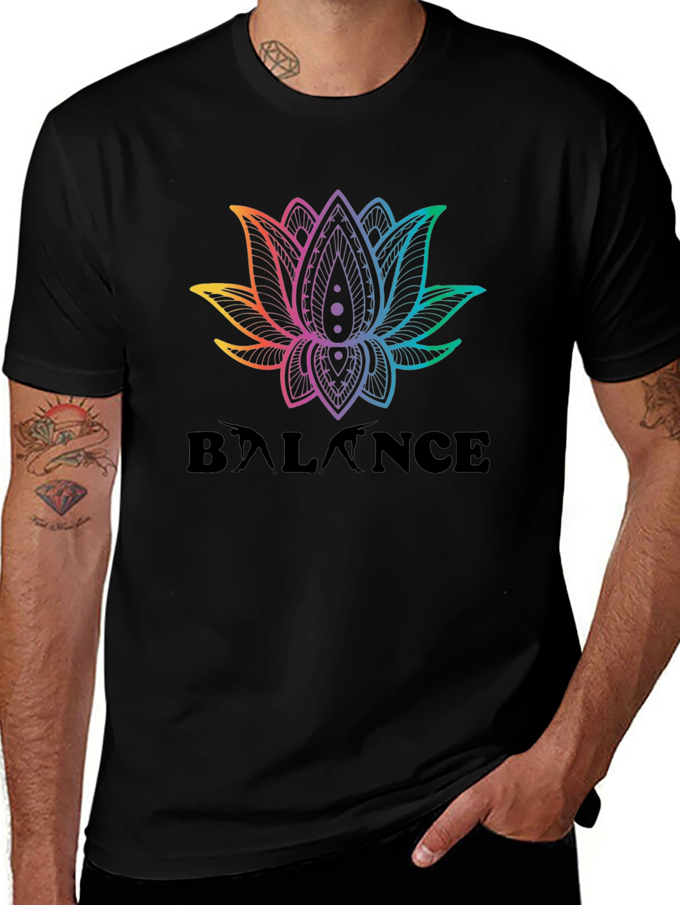 Balance Lotus T-Shirt - Rainbow Graphic Tee