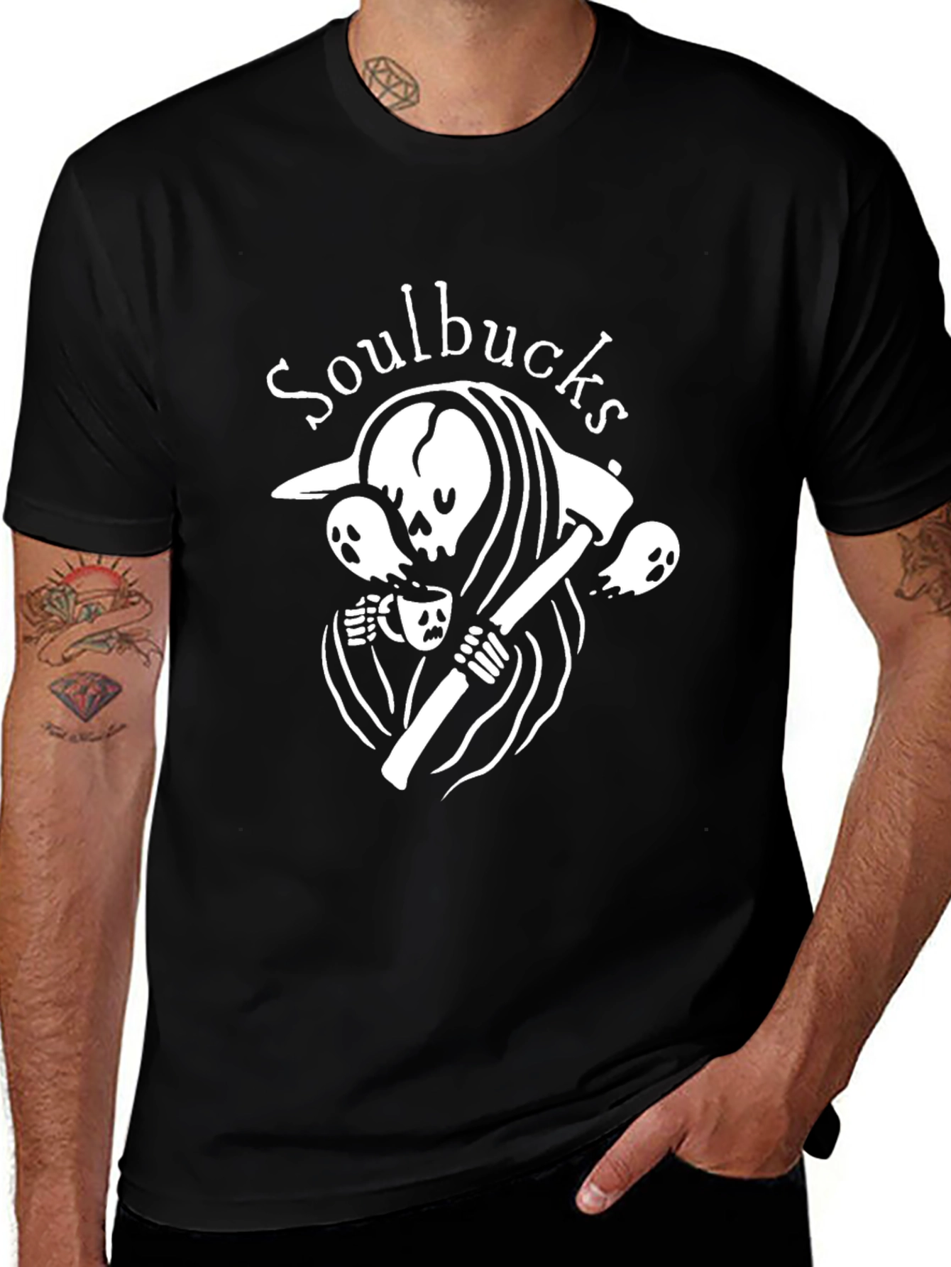 Soulbucks Graphic T-Shirt - Coffee & Reaper Design