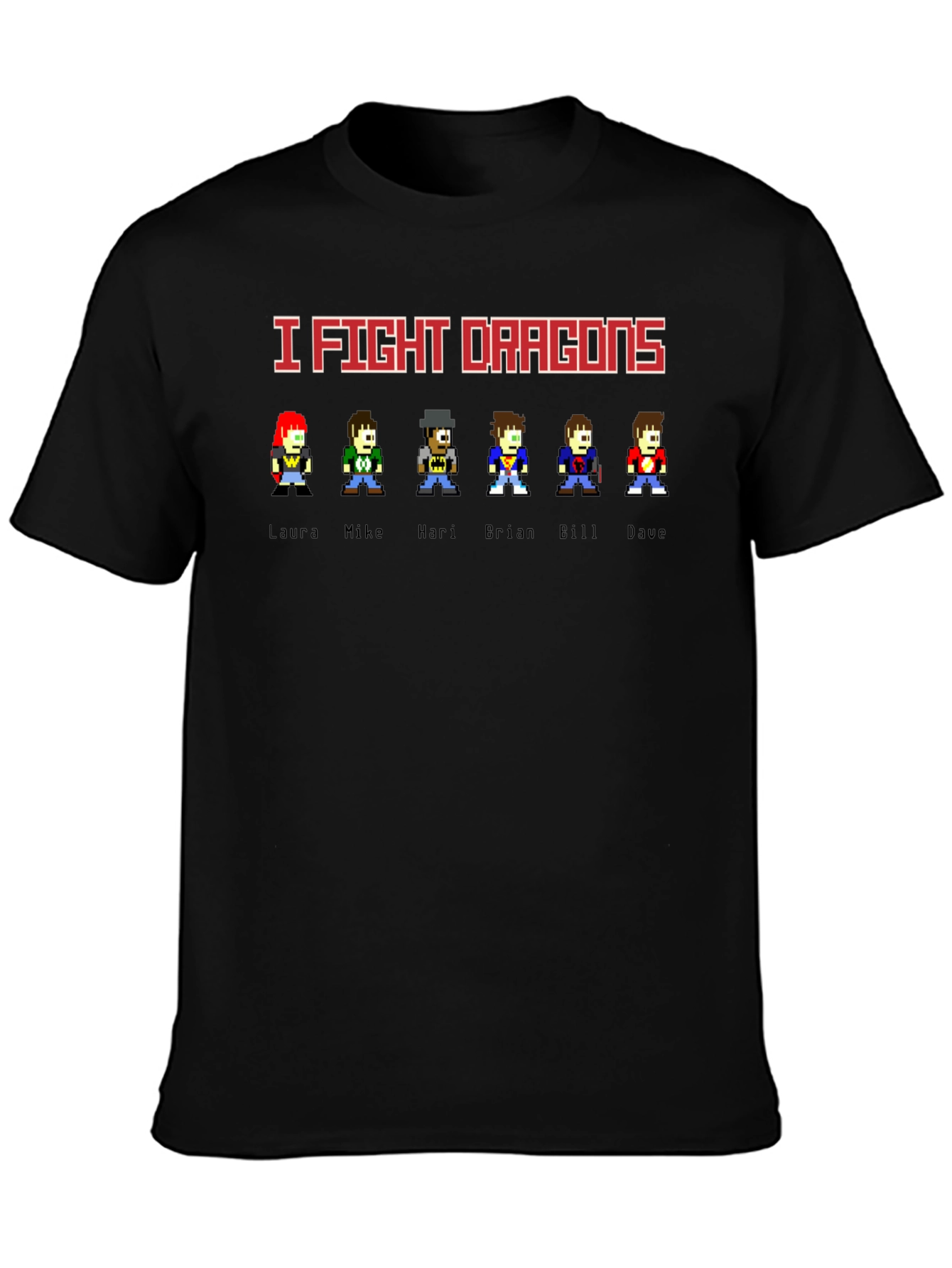 I Fight Dragons Band Pixel Art Graphic Black T-Shirt