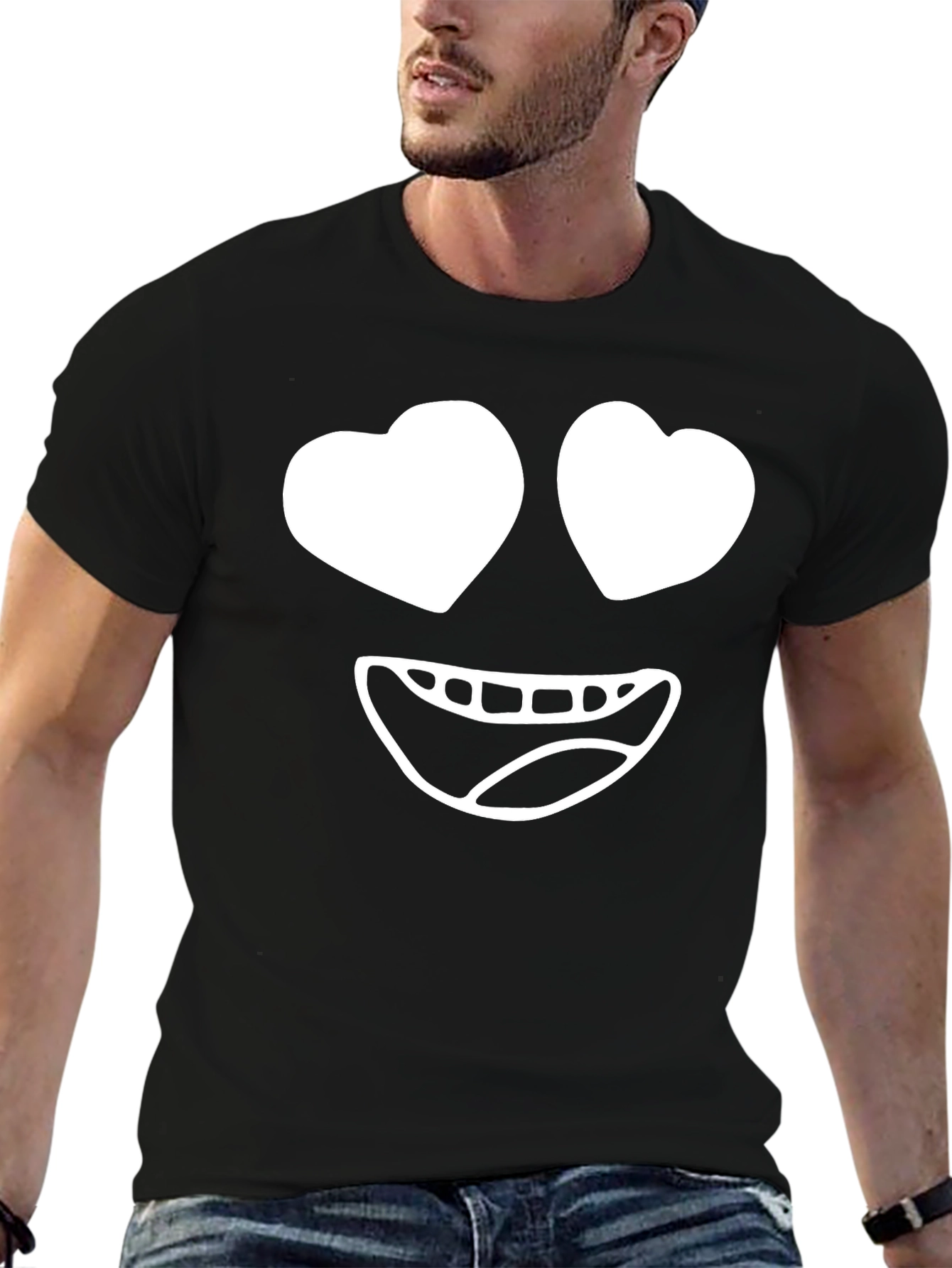 Heart Eyes Emoji Black T-Shirt