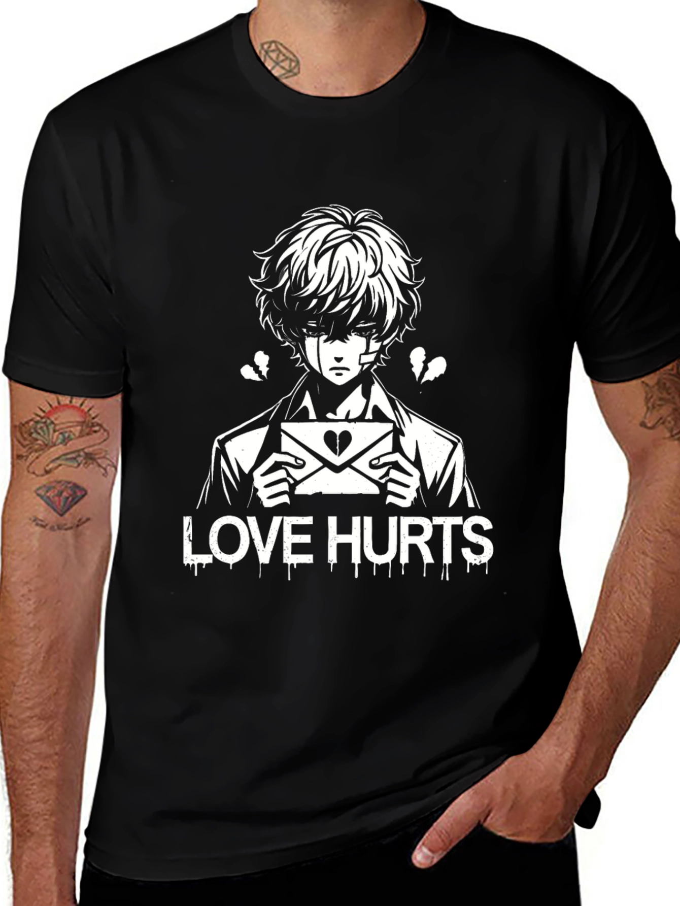 Love Hurts Graphic T-Shirt - Black