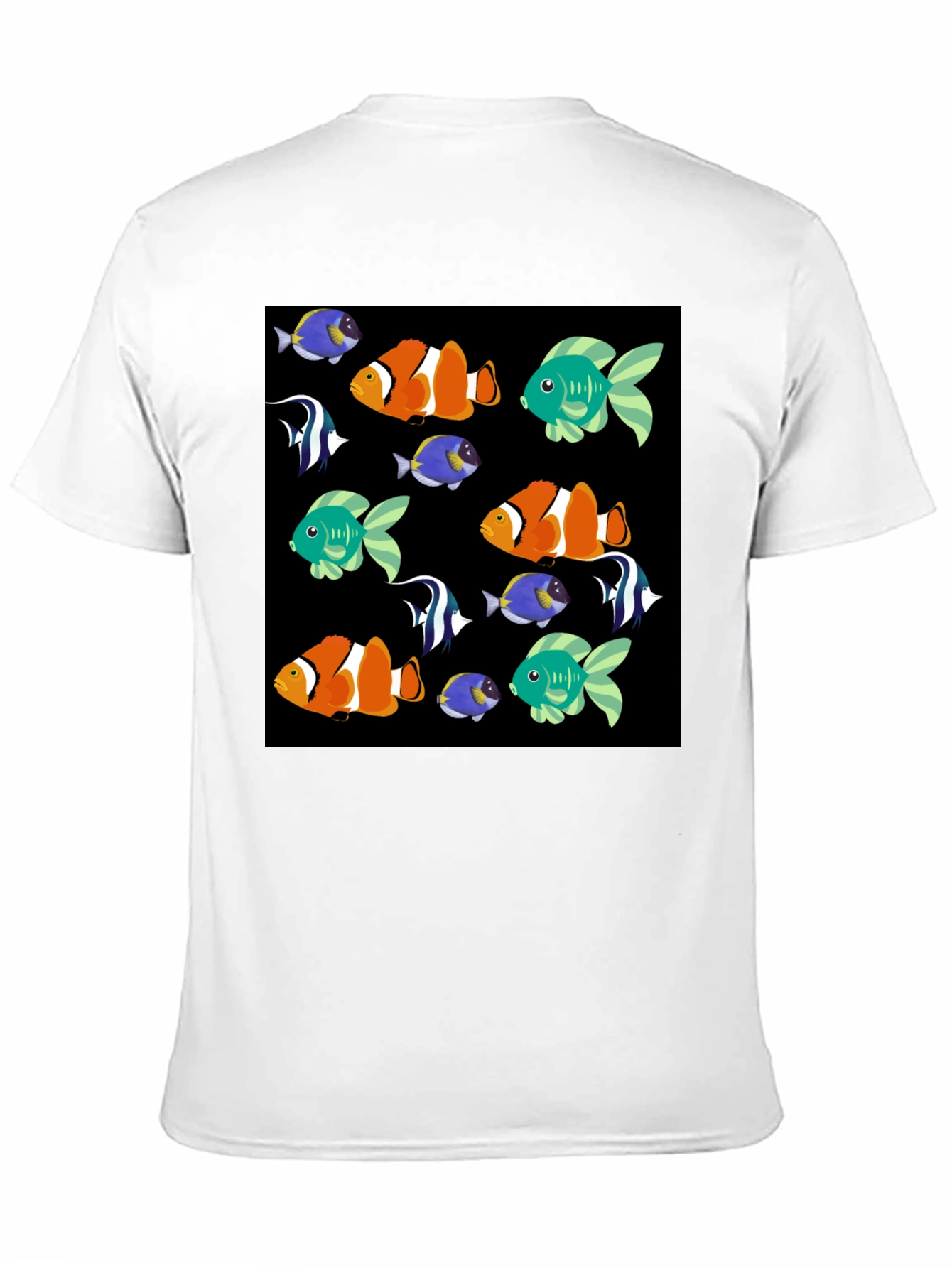 Fun Fish Pattern Black T-Shirt