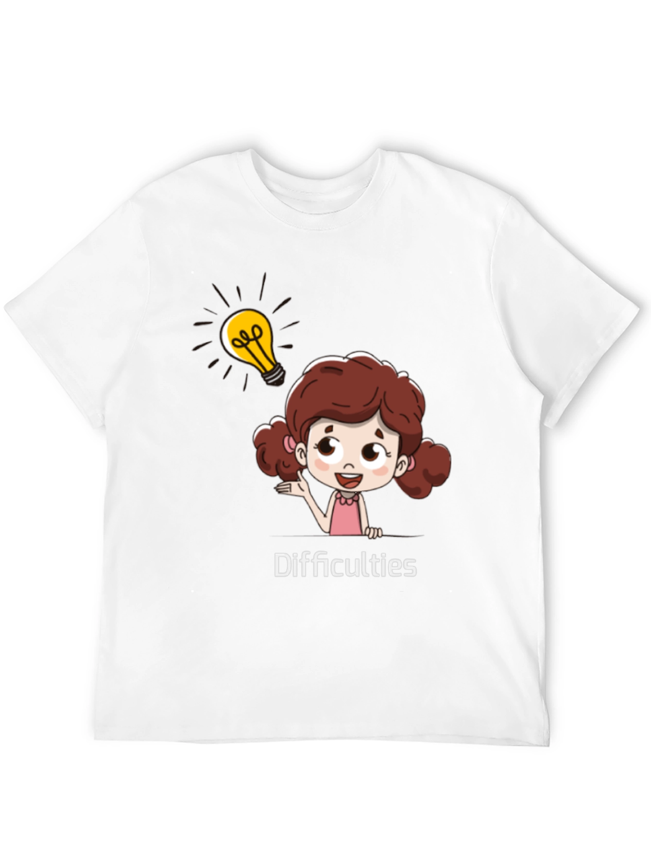 Cartoon Girl Difficulties Graphic Black T-Shirt
