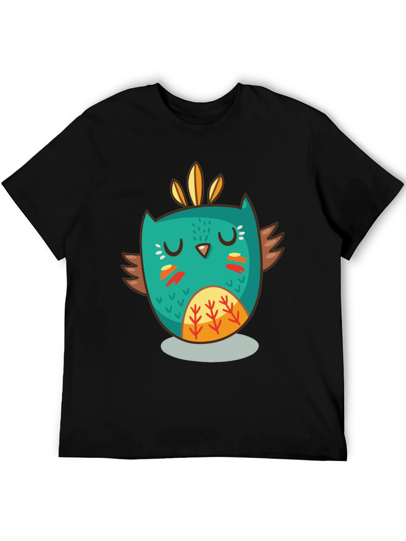 Funky Owl Graphic Tee - Black Cotton Comfort