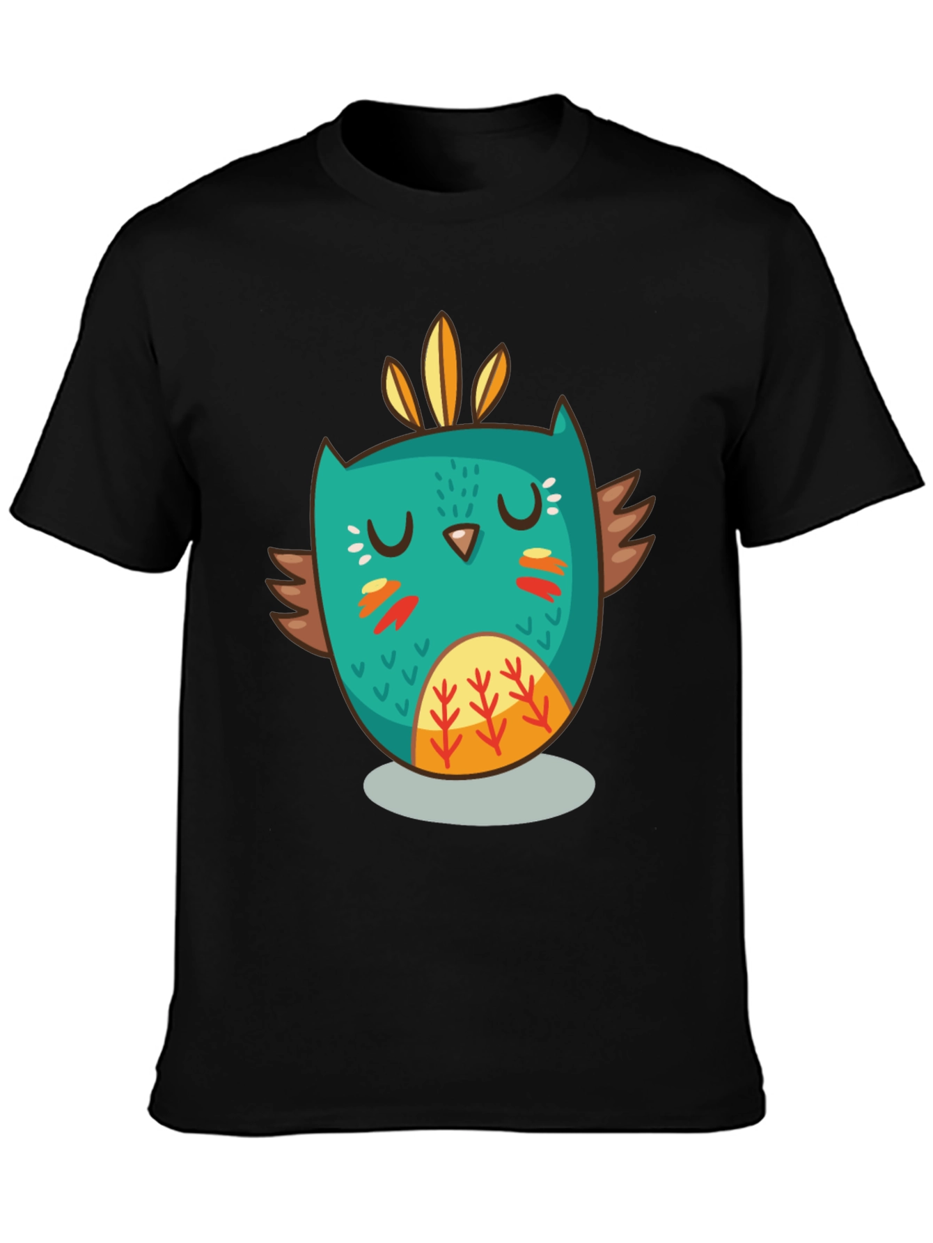 Funky Owl Graphic Tee - Black Cotton Comfort