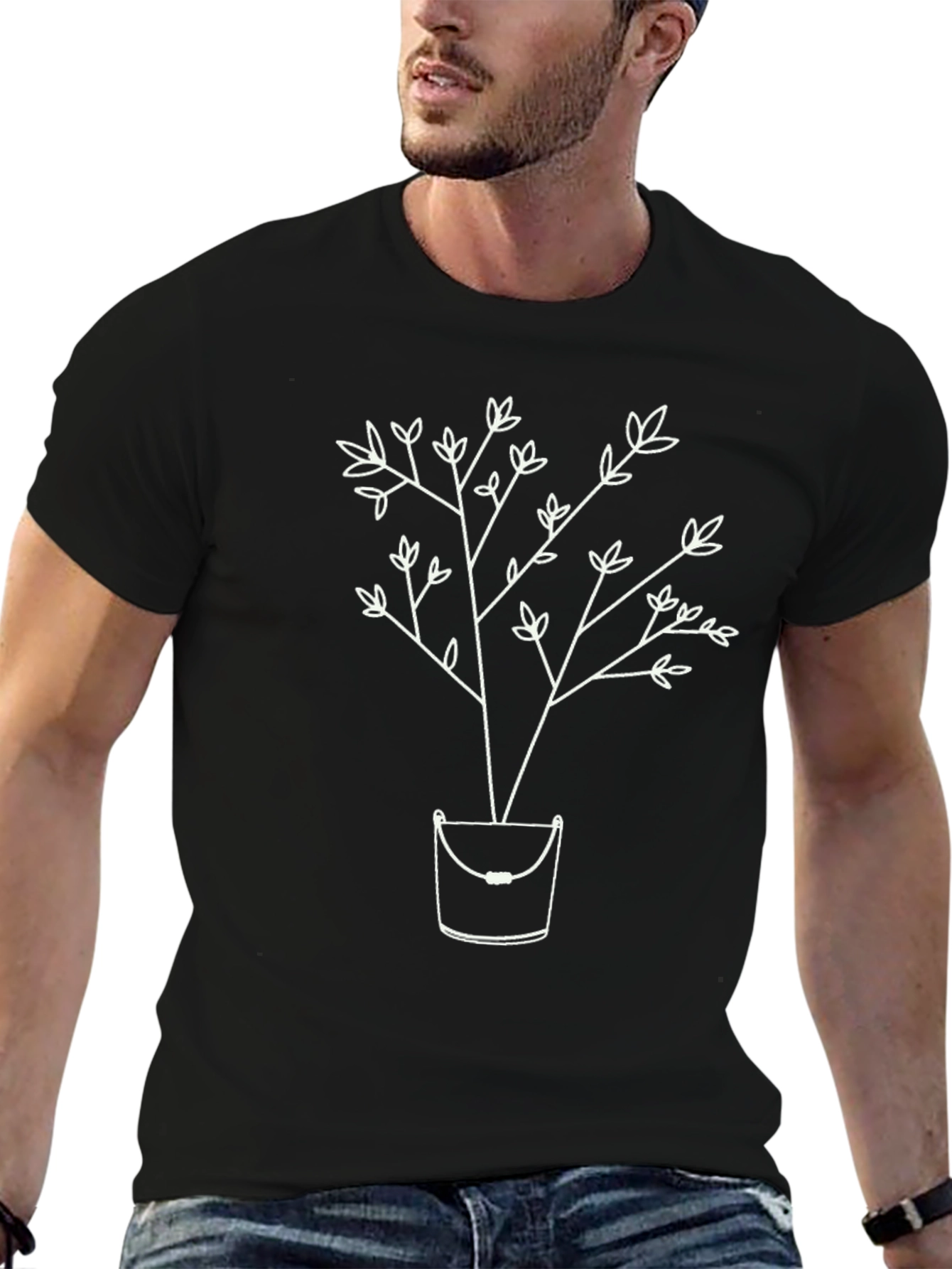 Unique Tree in Bucket Graphic Tee - Black
