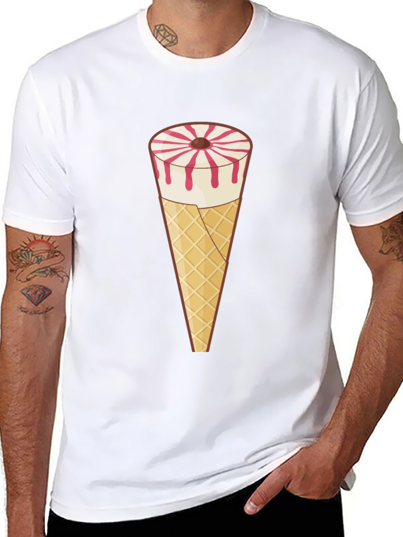Novelty Ice Cream Cone Graphic Tee - Black