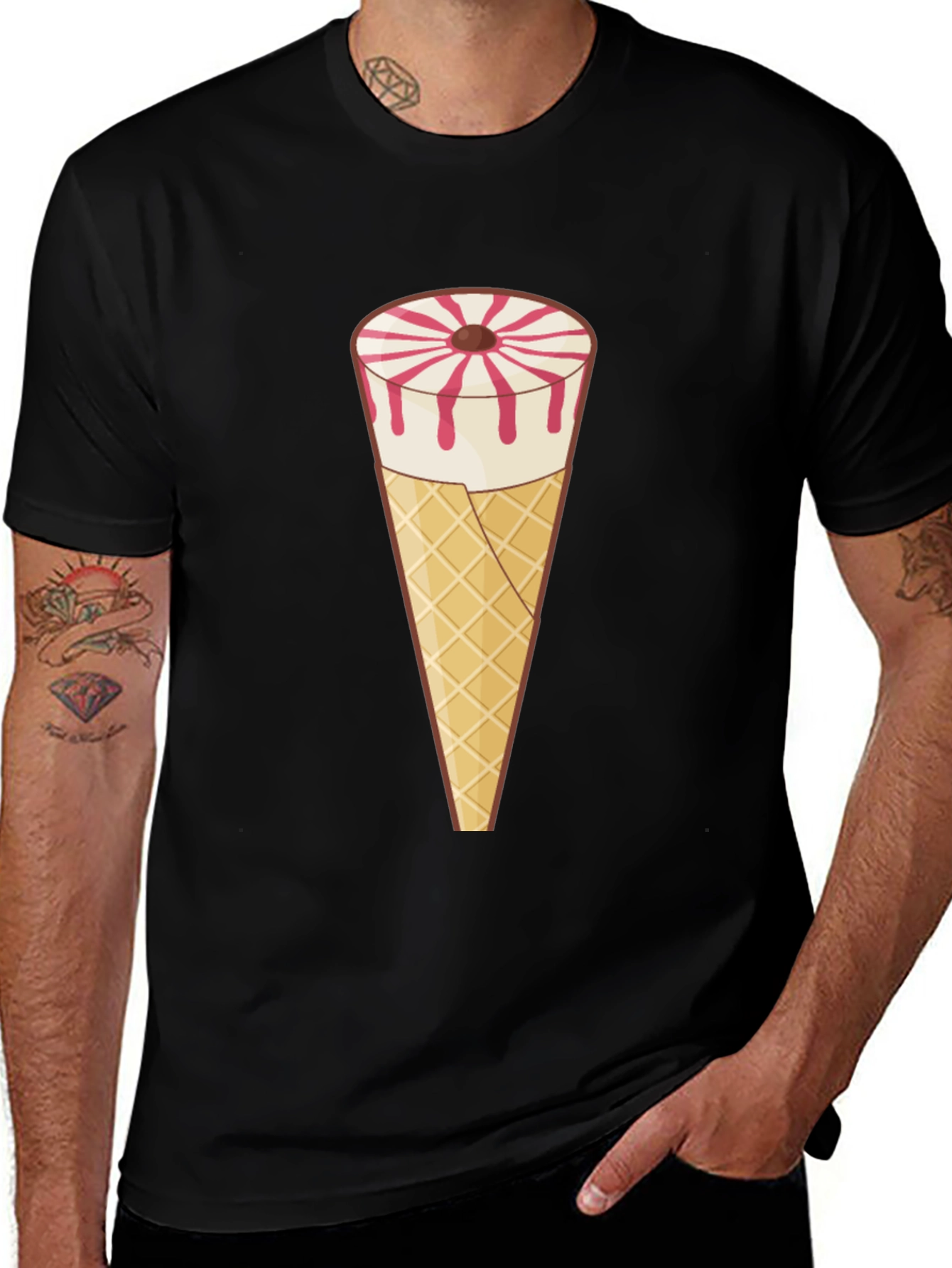Novelty Ice Cream Cone Graphic Tee - Black