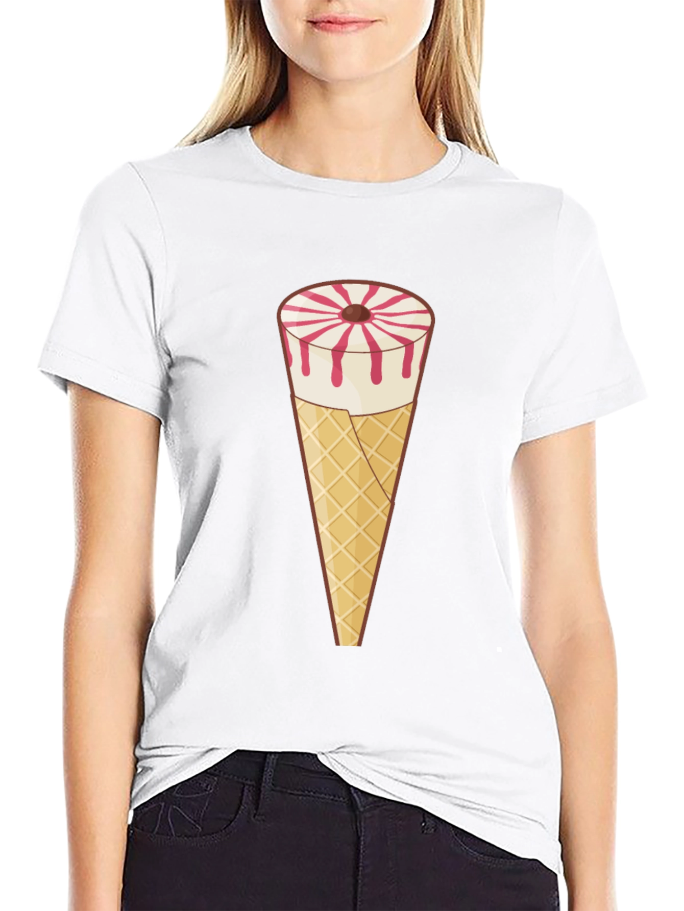 Novelty Ice Cream Cone Graphic Tee - Black