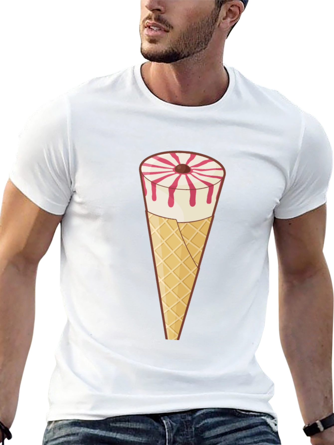 Novelty Ice Cream Cone Graphic Tee - Black