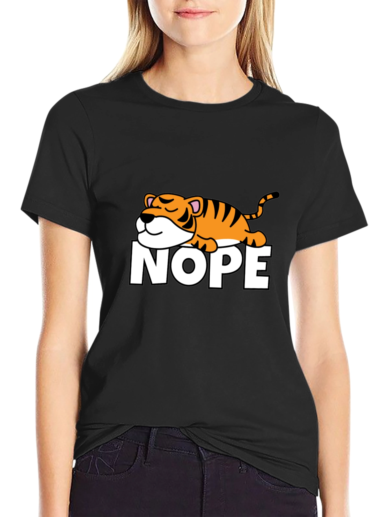 Nope Lazy Tiger Graphic T-Shirt
