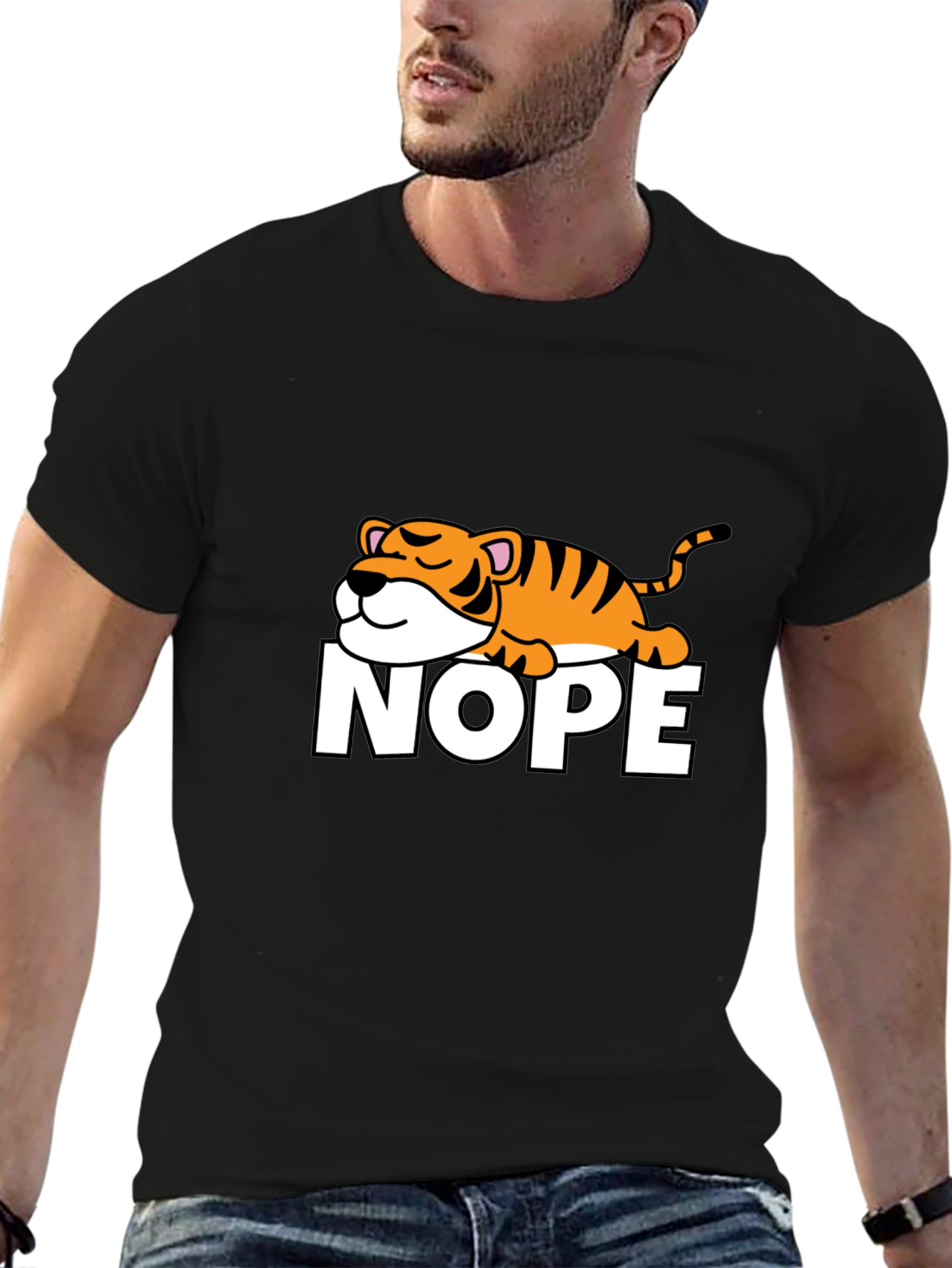 Nope Lazy Tiger Graphic T-Shirt