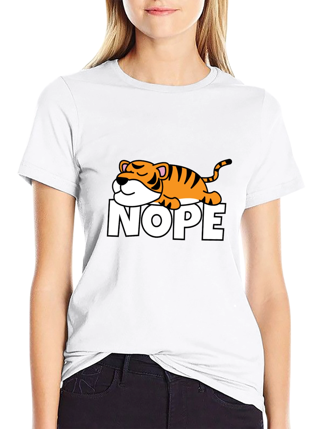 Nope Lazy Tiger Graphic T-Shirt
