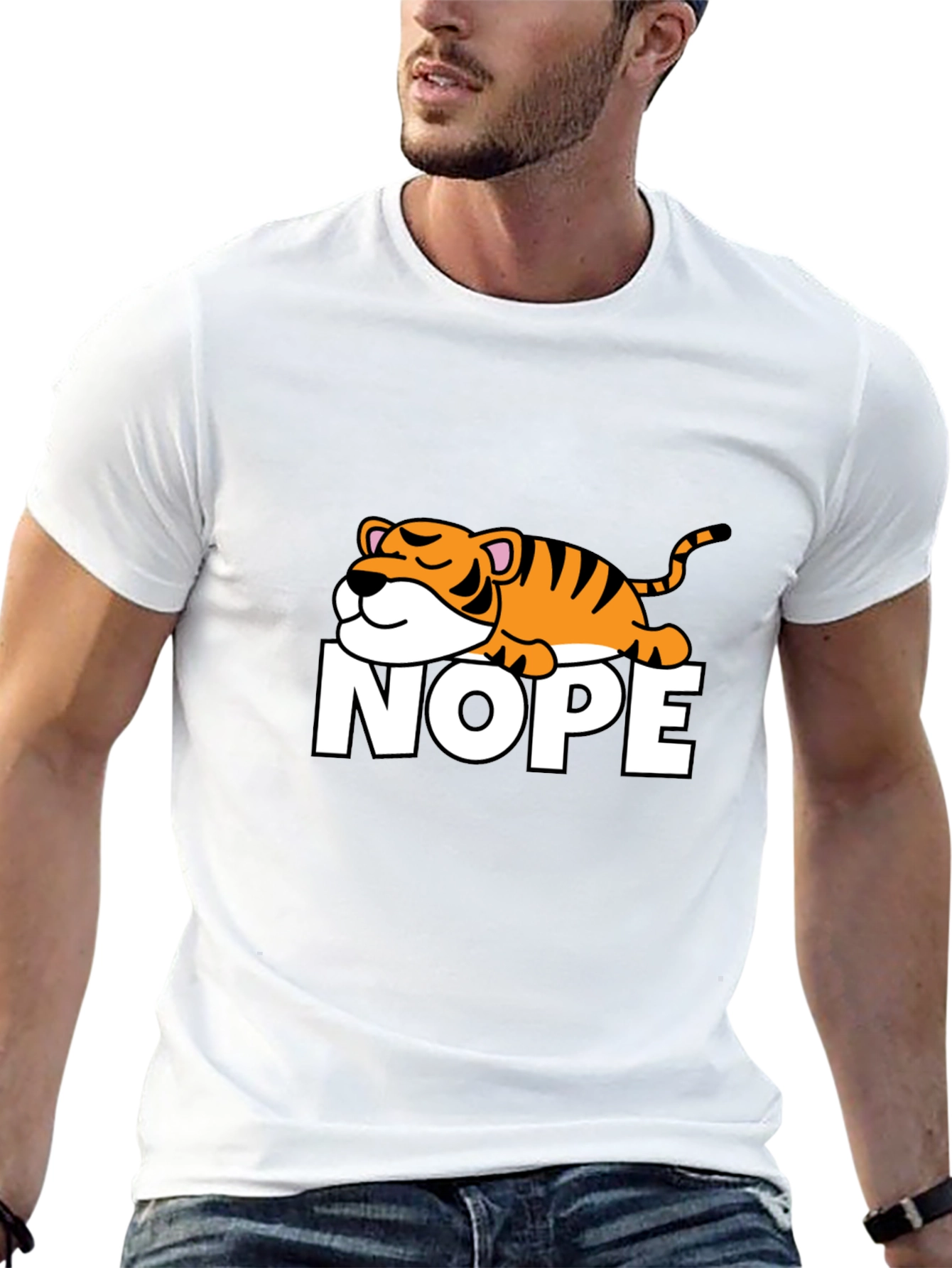Nope Lazy Tiger Graphic T-Shirt