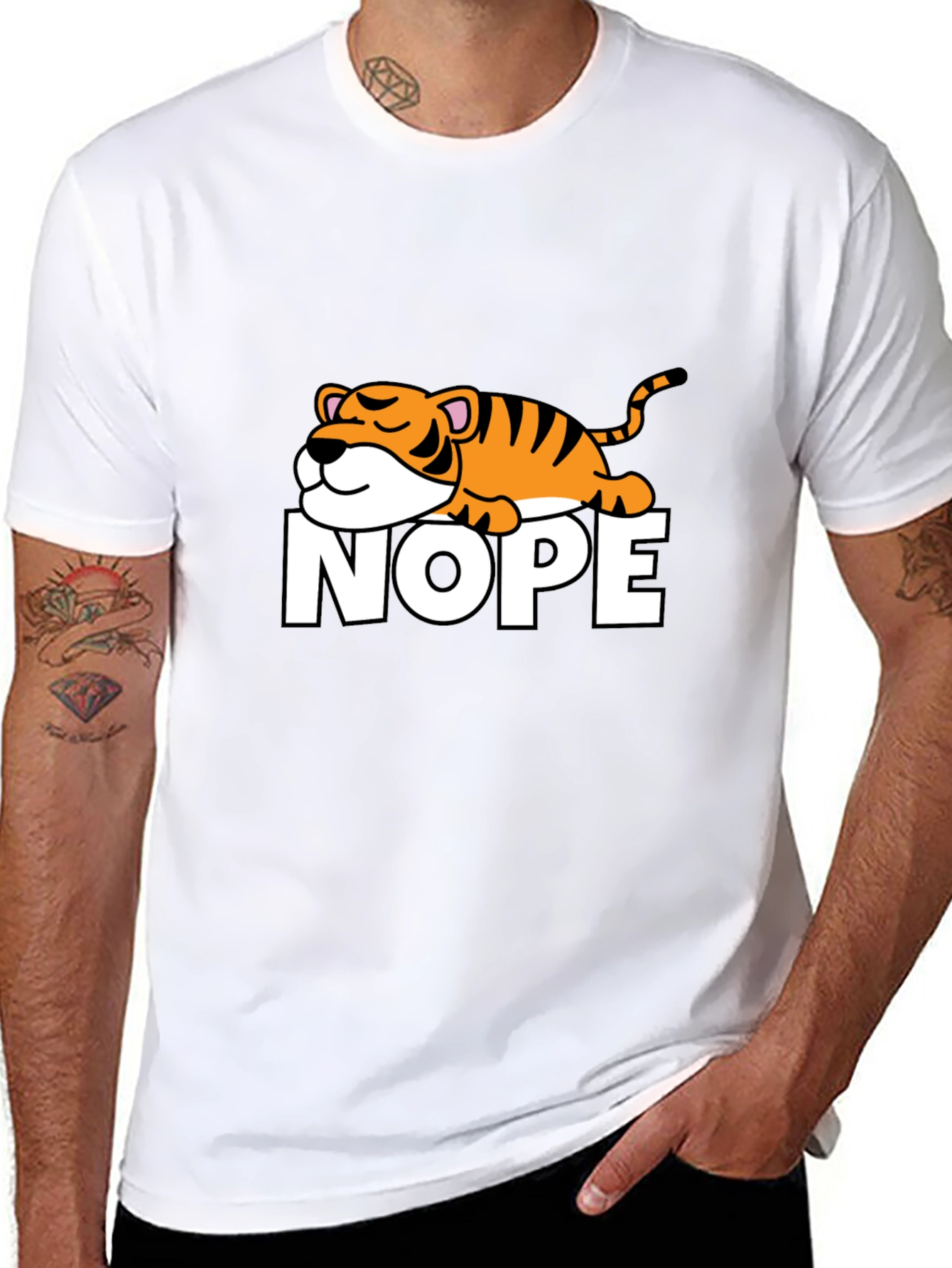Nope Lazy Tiger Graphic T-Shirt