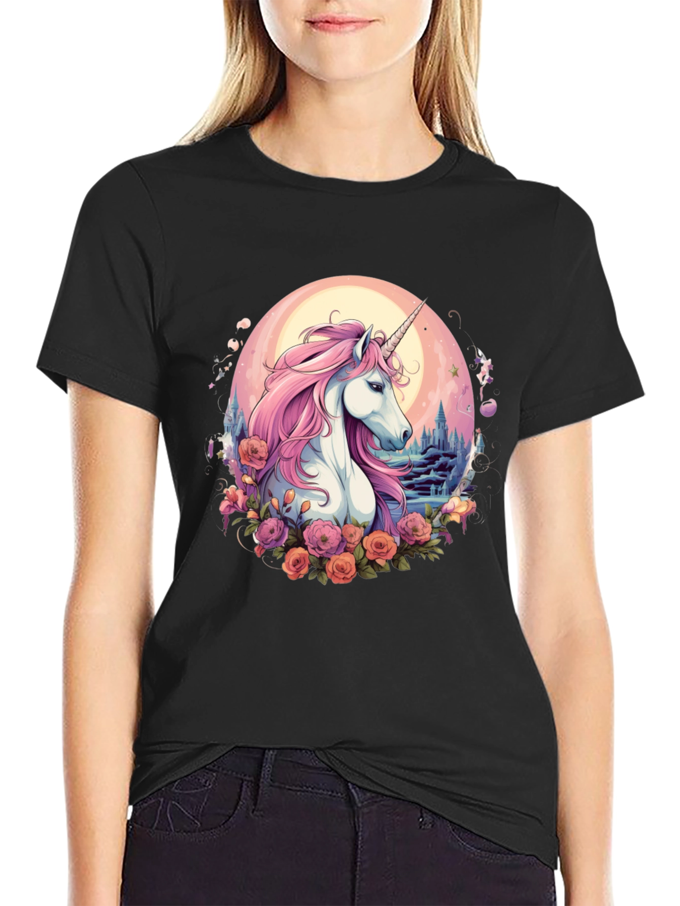 Unicorn Floral Graphic T-Shirt