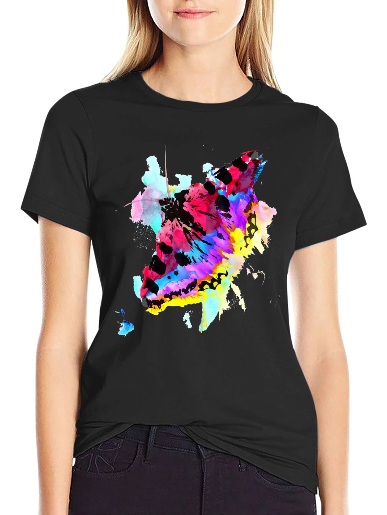 Abstract Butterfly Graphic Print Crew Neck T-Shirt