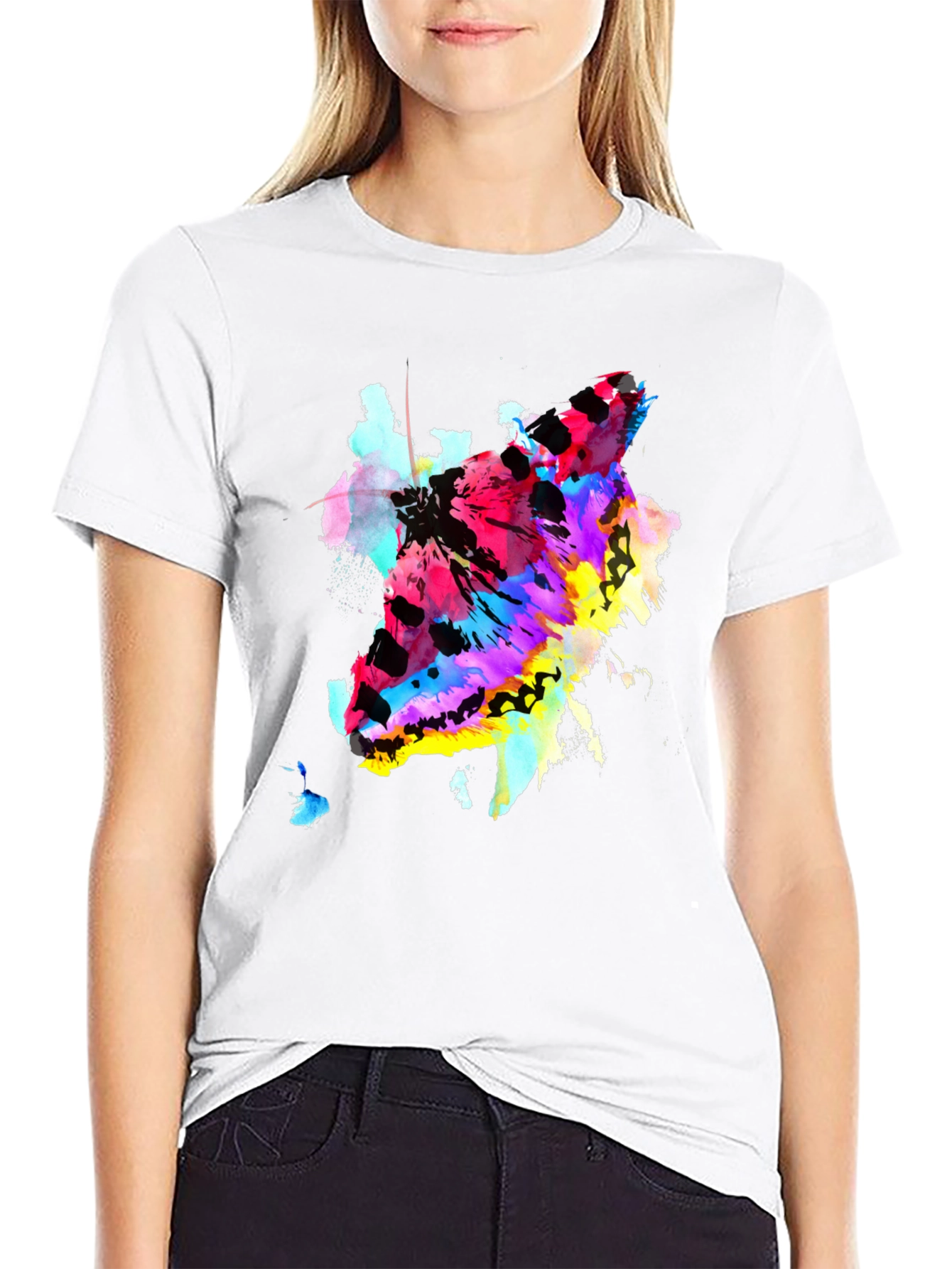 Abstract Butterfly Graphic Print Crew Neck T-Shirt