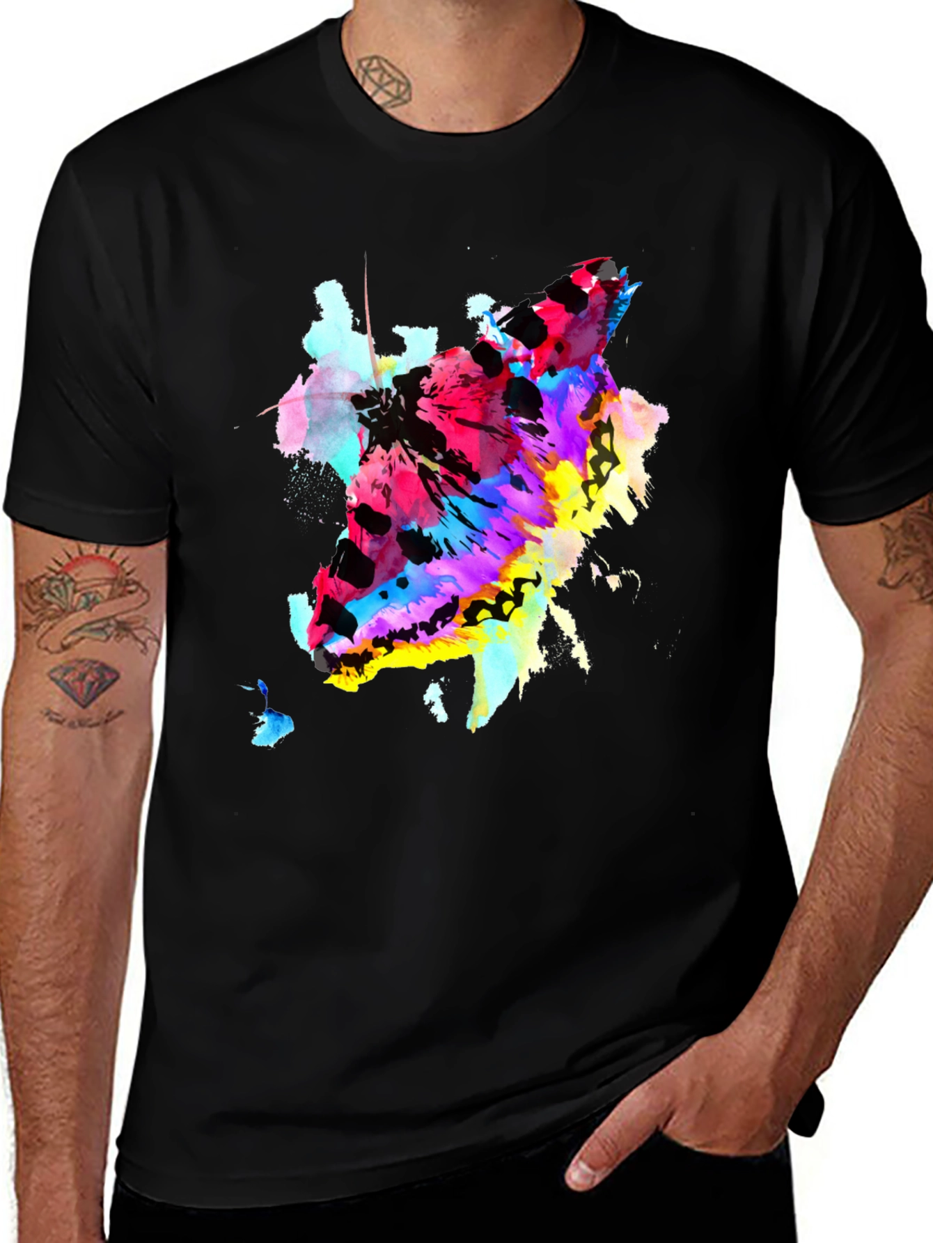Abstract Butterfly Graphic Print Crew Neck T-Shirt