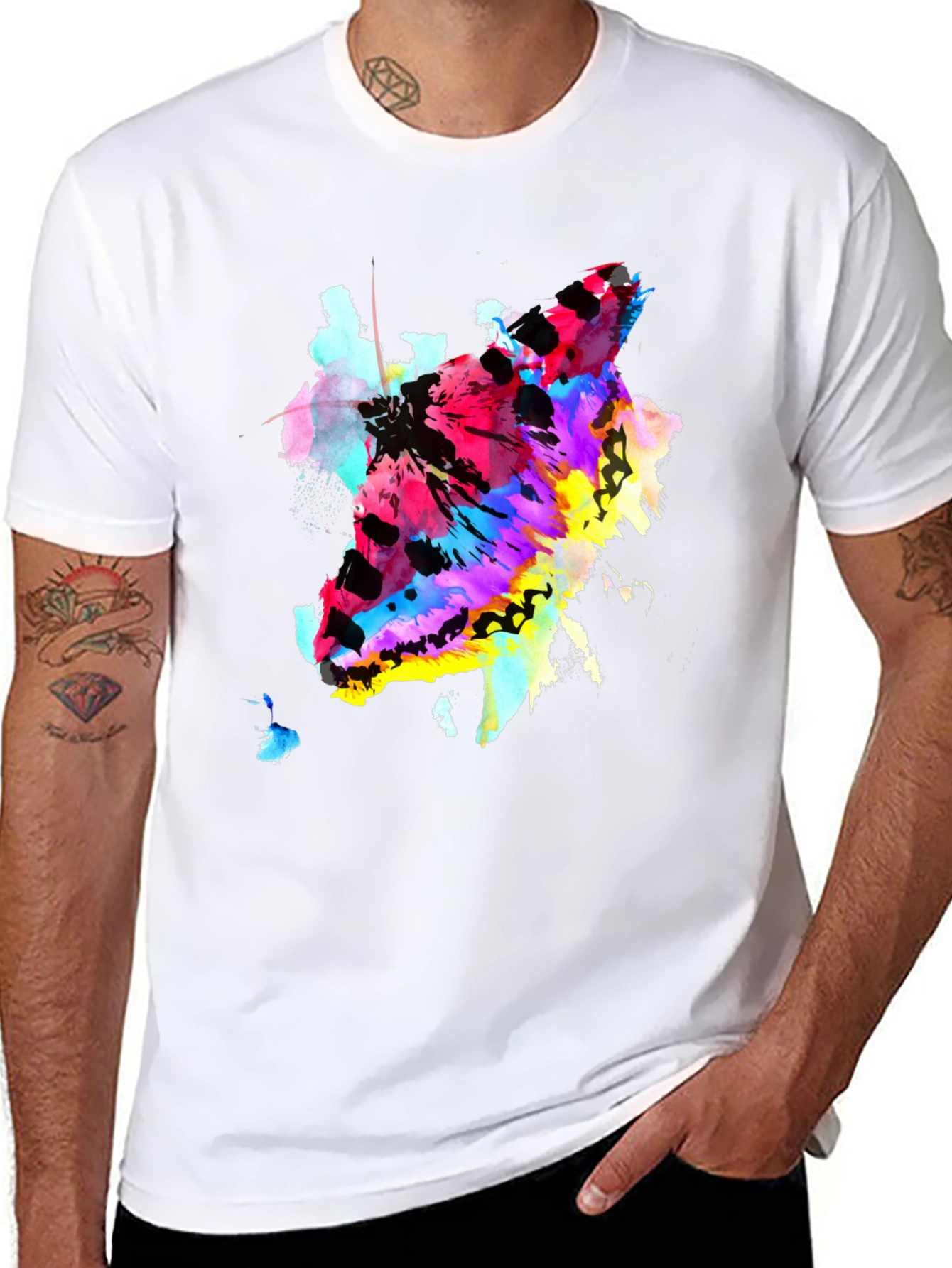 Abstract Butterfly Graphic Print Crew Neck T-Shirt