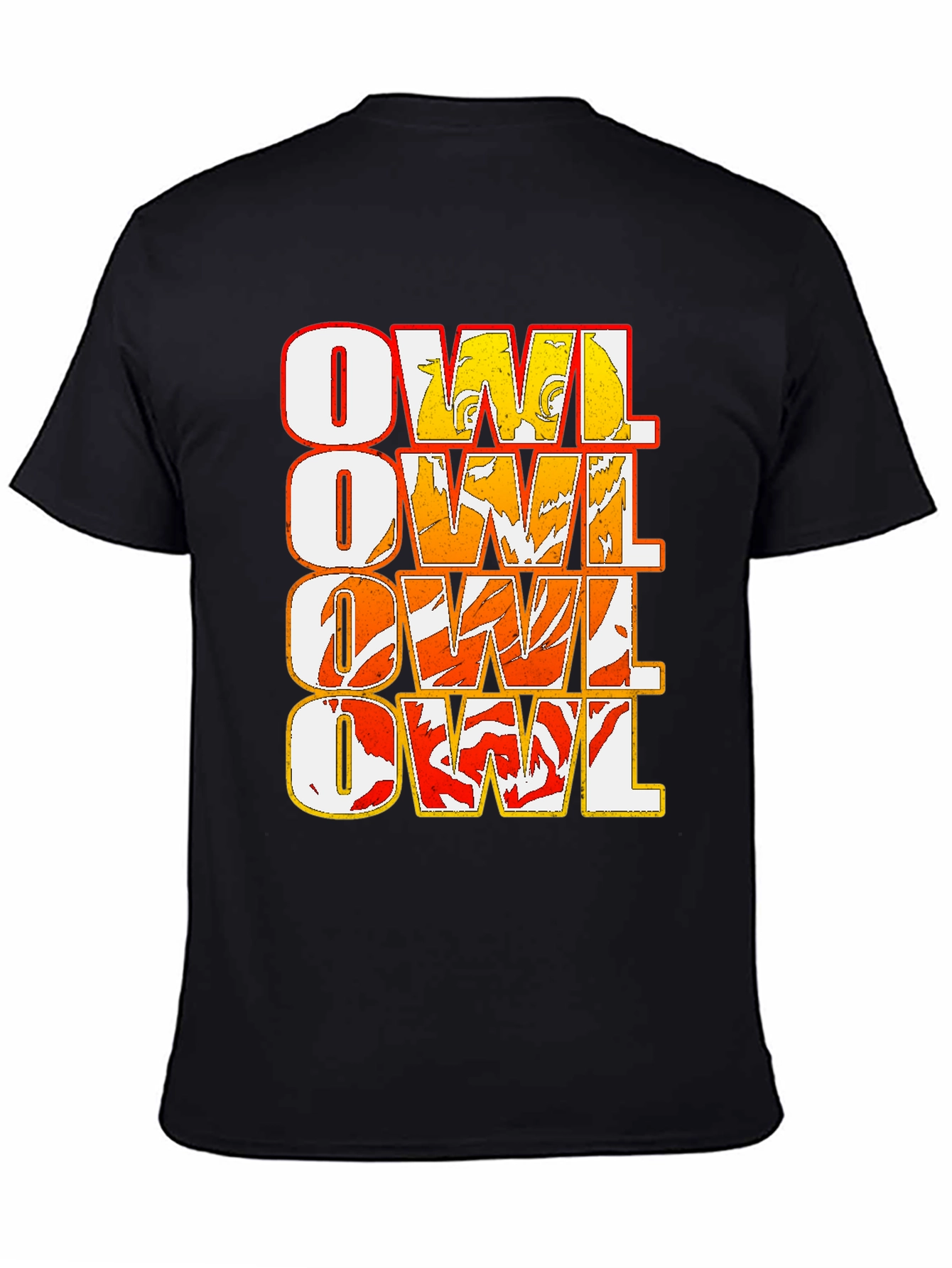 Owl Graphic Print Black T-Shirt