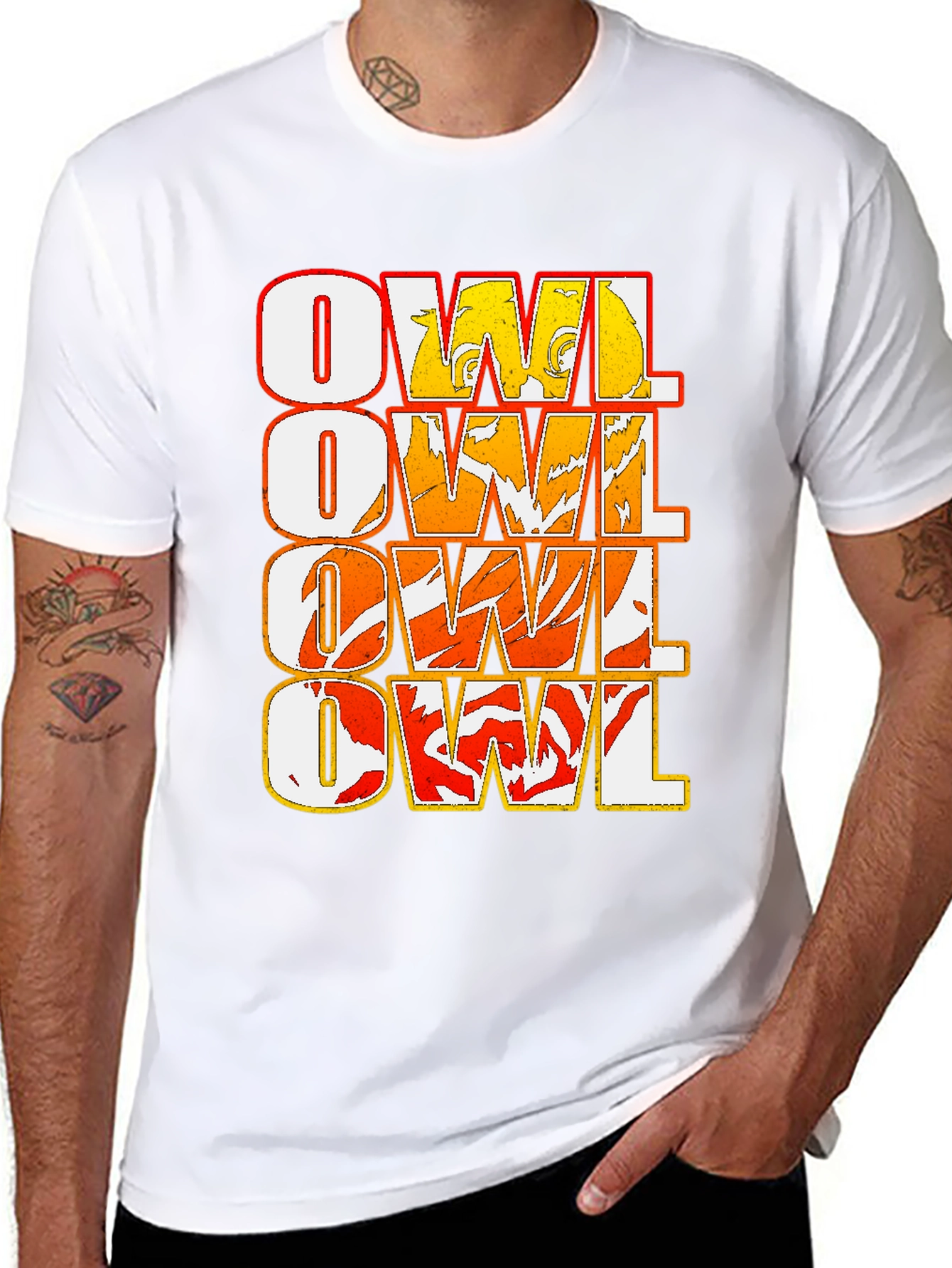 Owl Graphic Print Black T-Shirt