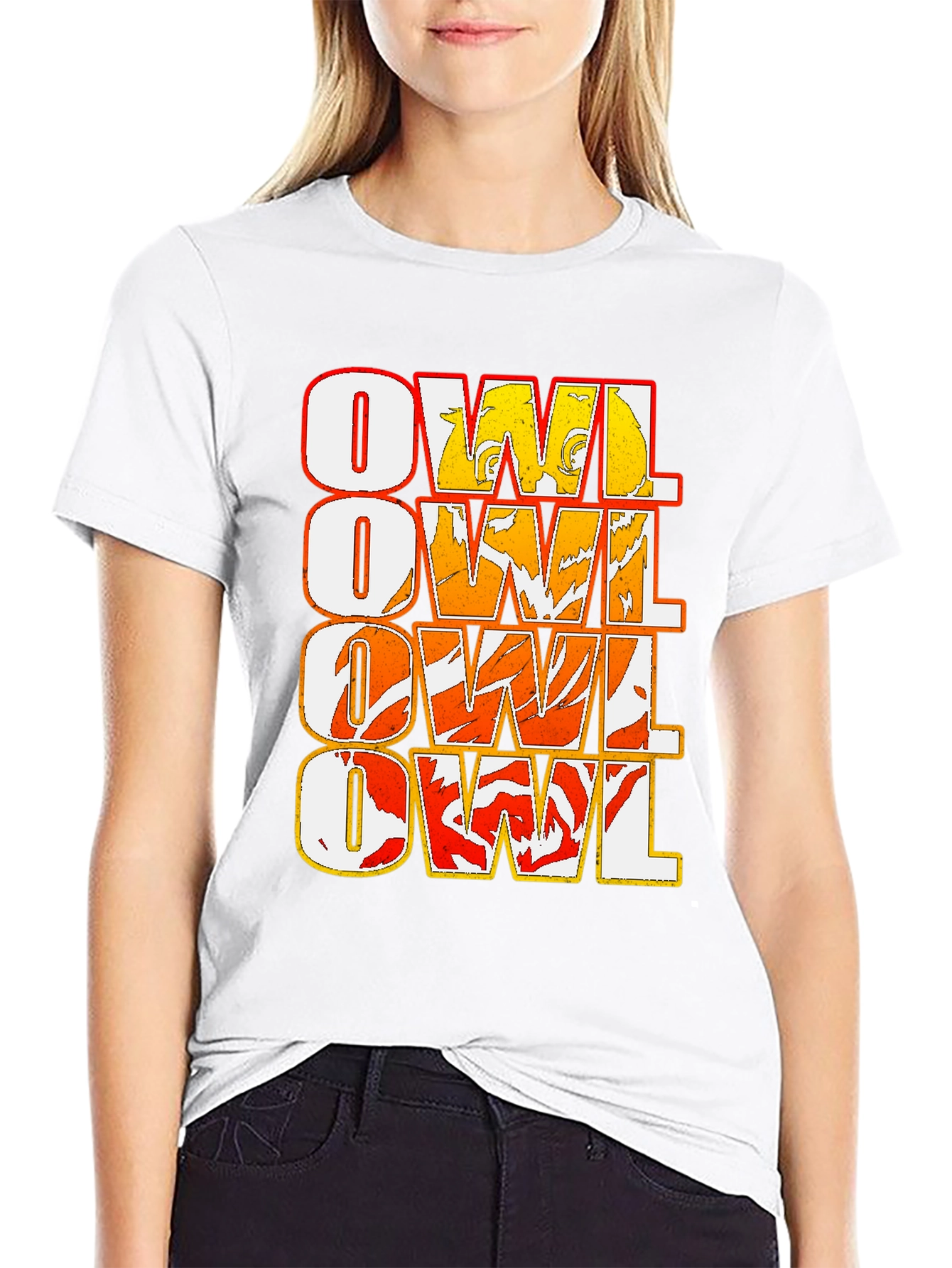 Owl Graphic Print Black T-Shirt