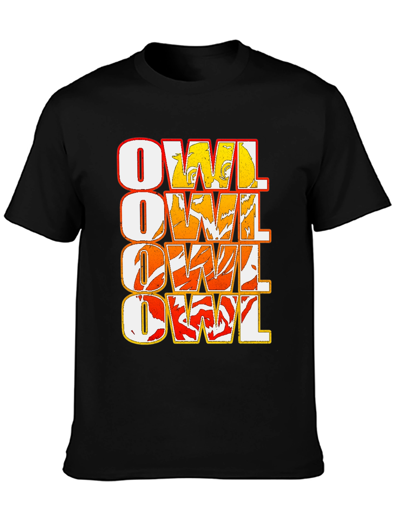 Owl Graphic Print Black T-Shirt