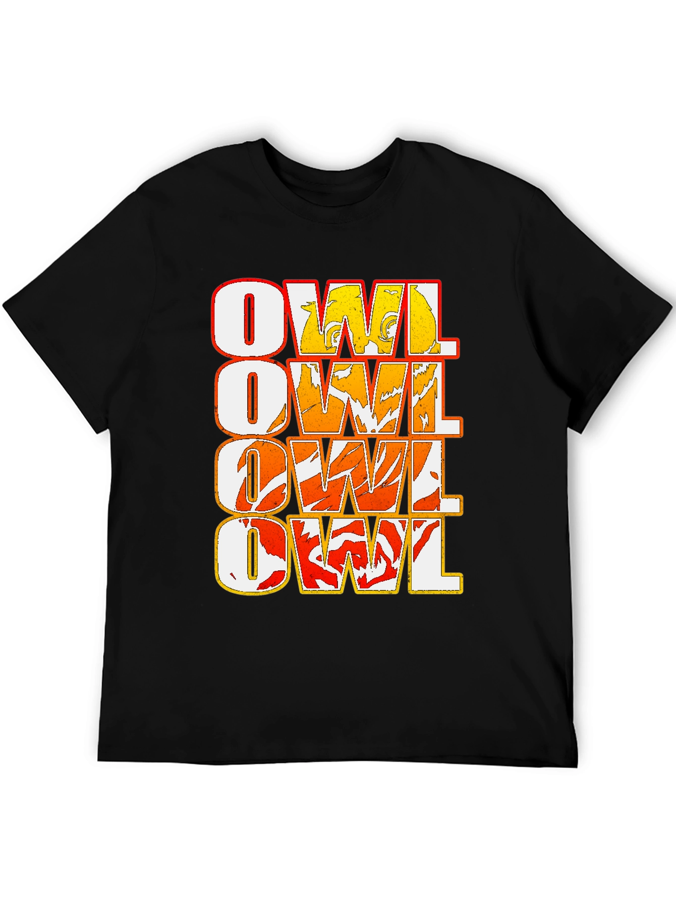 Owl Graphic Print Black T-Shirt