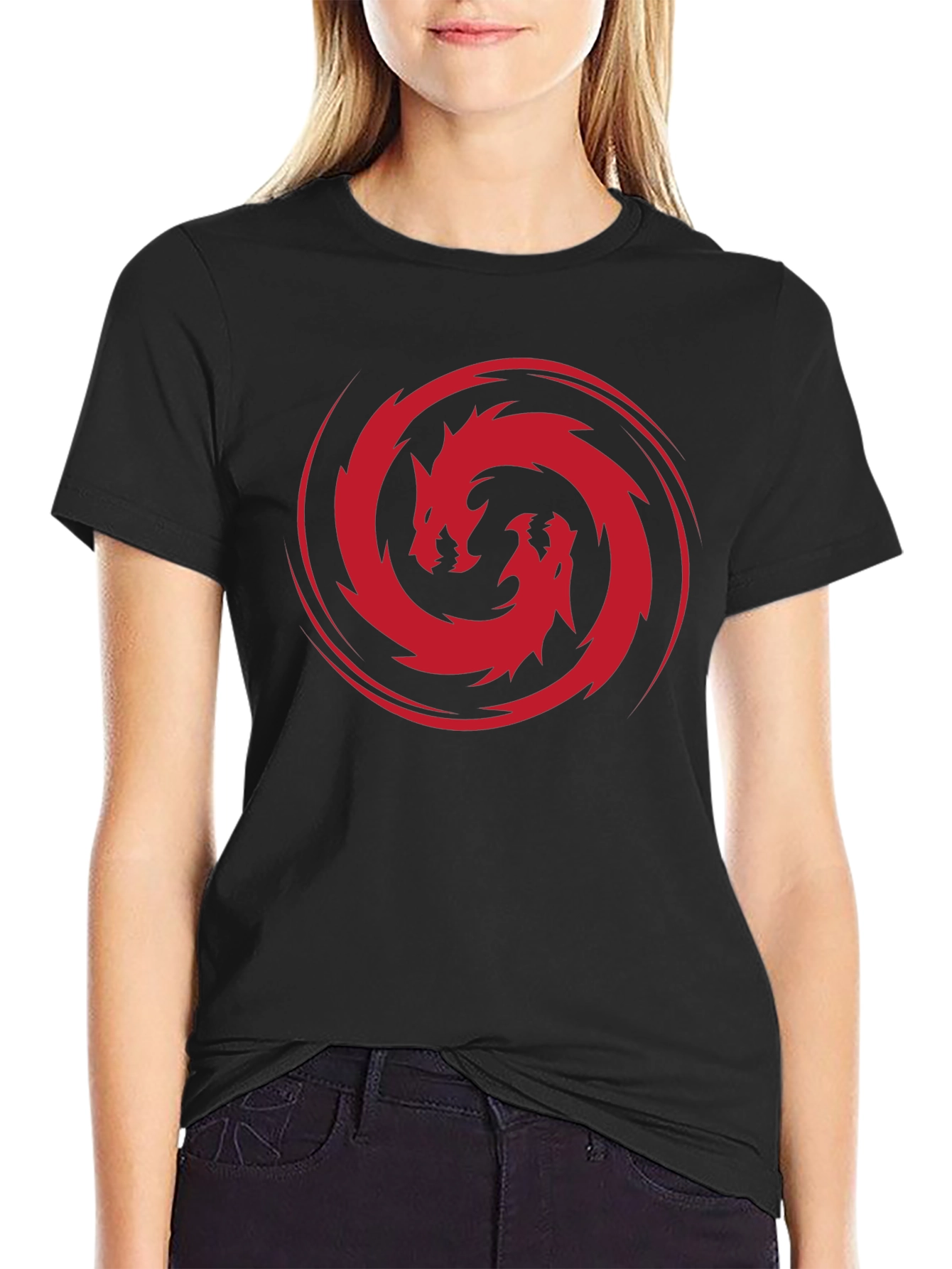 Dragon Circle Graphic Tee - Stylish Mens Black T-Shirt