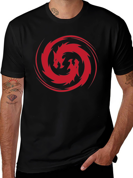 Dragon Circle Graphic Tee - Stylish Mens Black T-Shirt