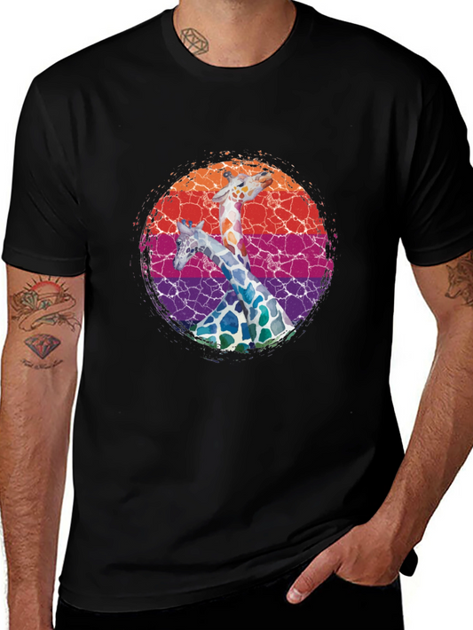 Giraffe Watercolor Graphic Tee - Unique Animal Print Shirt