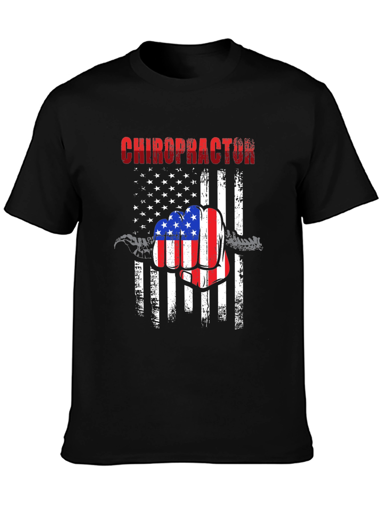 Chiropractor American Flag Fist T-Shirt