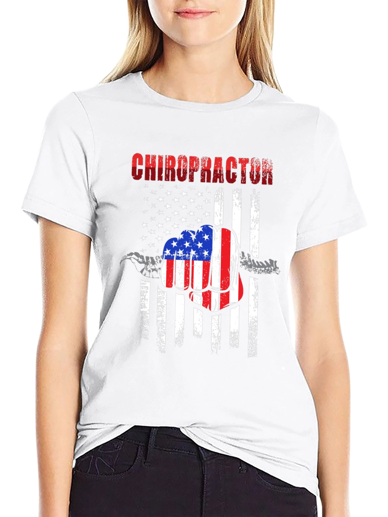 Chiropractor American Flag Fist T-Shirt