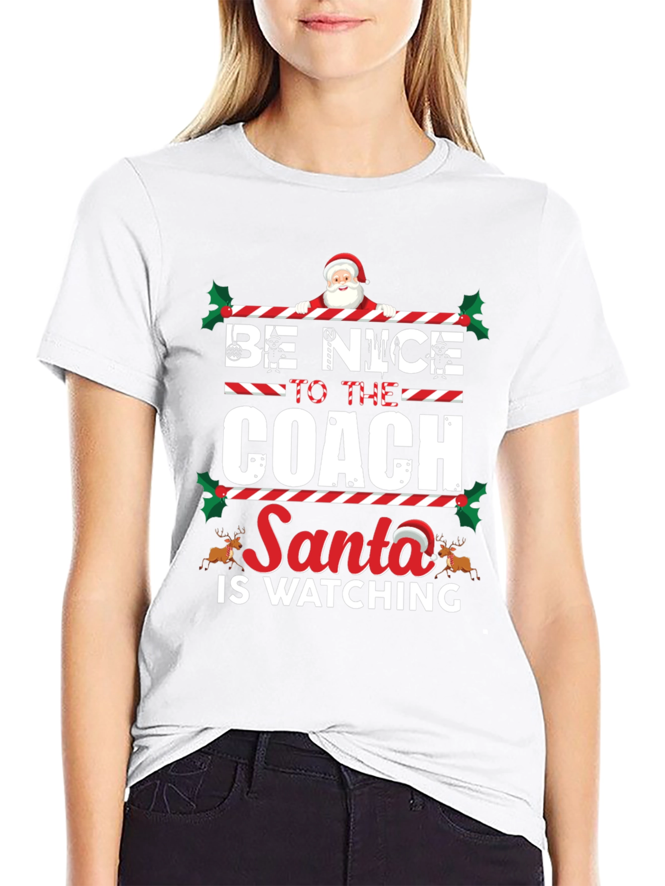 Be Nice to The Coach - Santa Watching T-Shirt