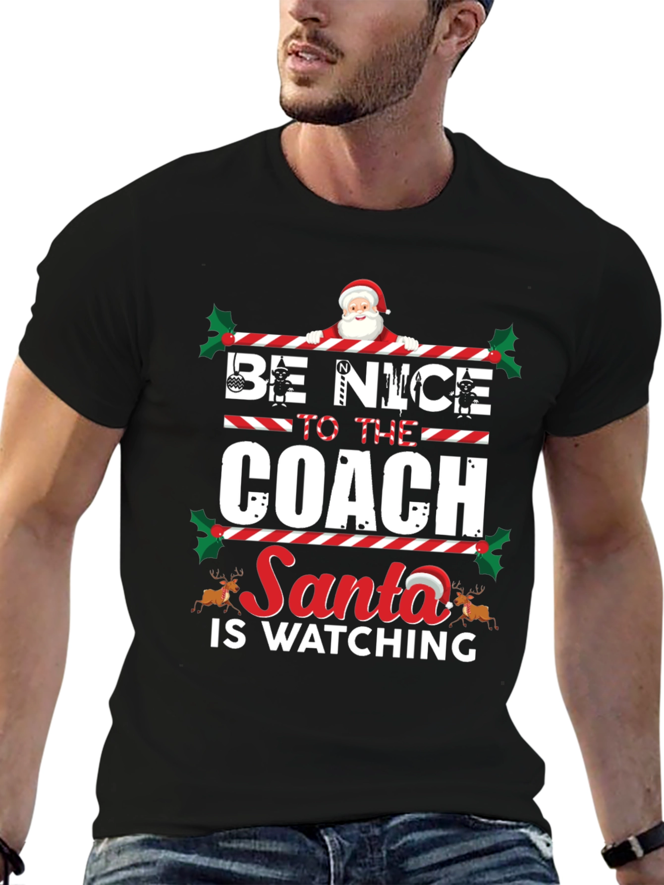 Be Nice to The Coach - Santa Watching T-Shirt