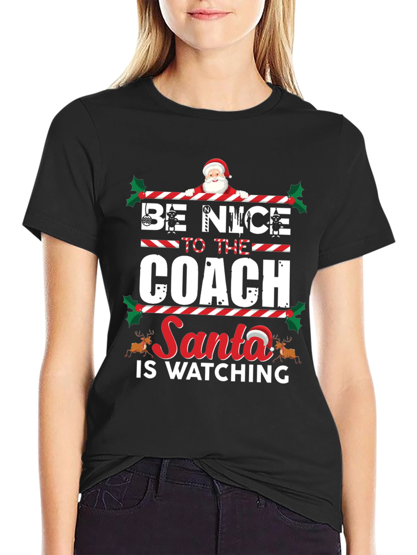 Be Nice to The Coach - Santa Watching T-Shirt