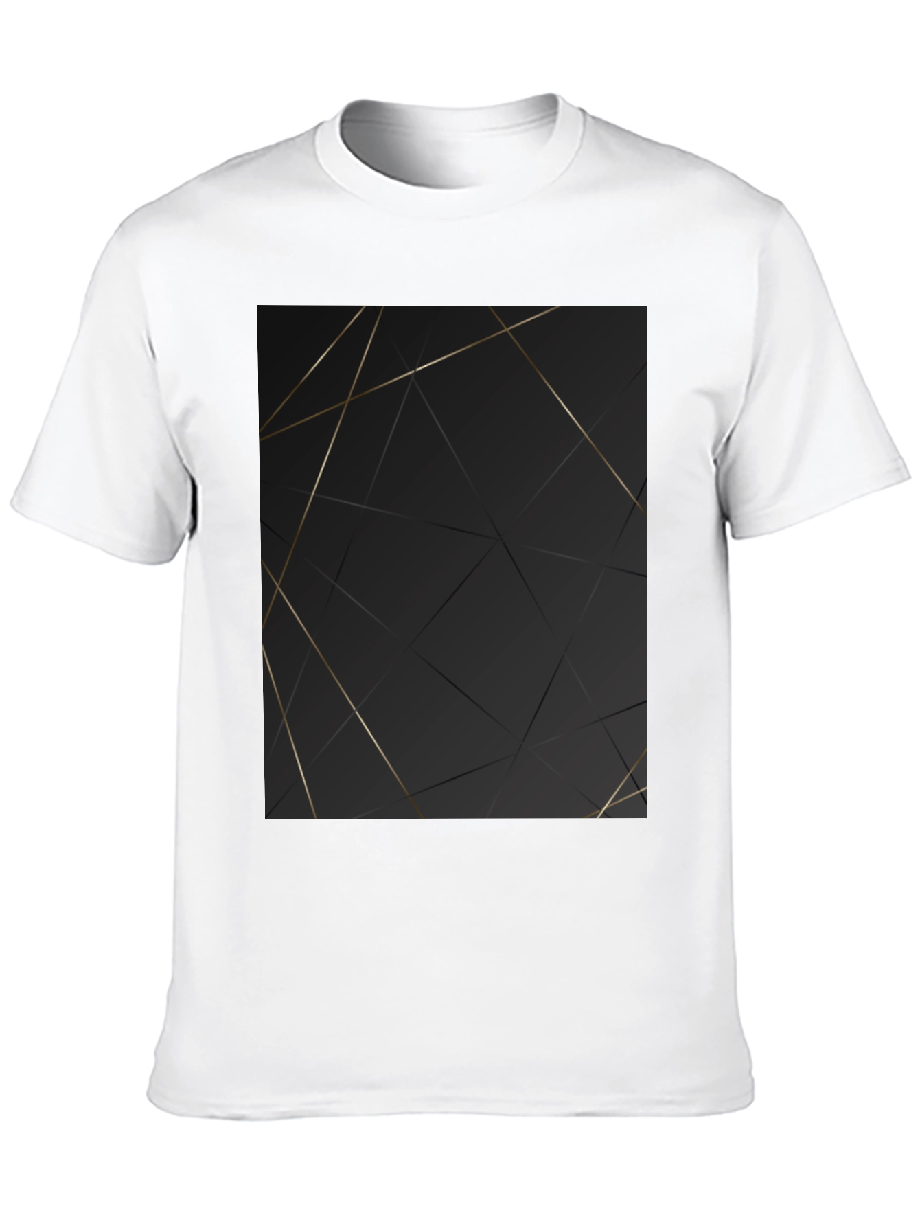 Modern Geometric Gold Line Black T-Shirt