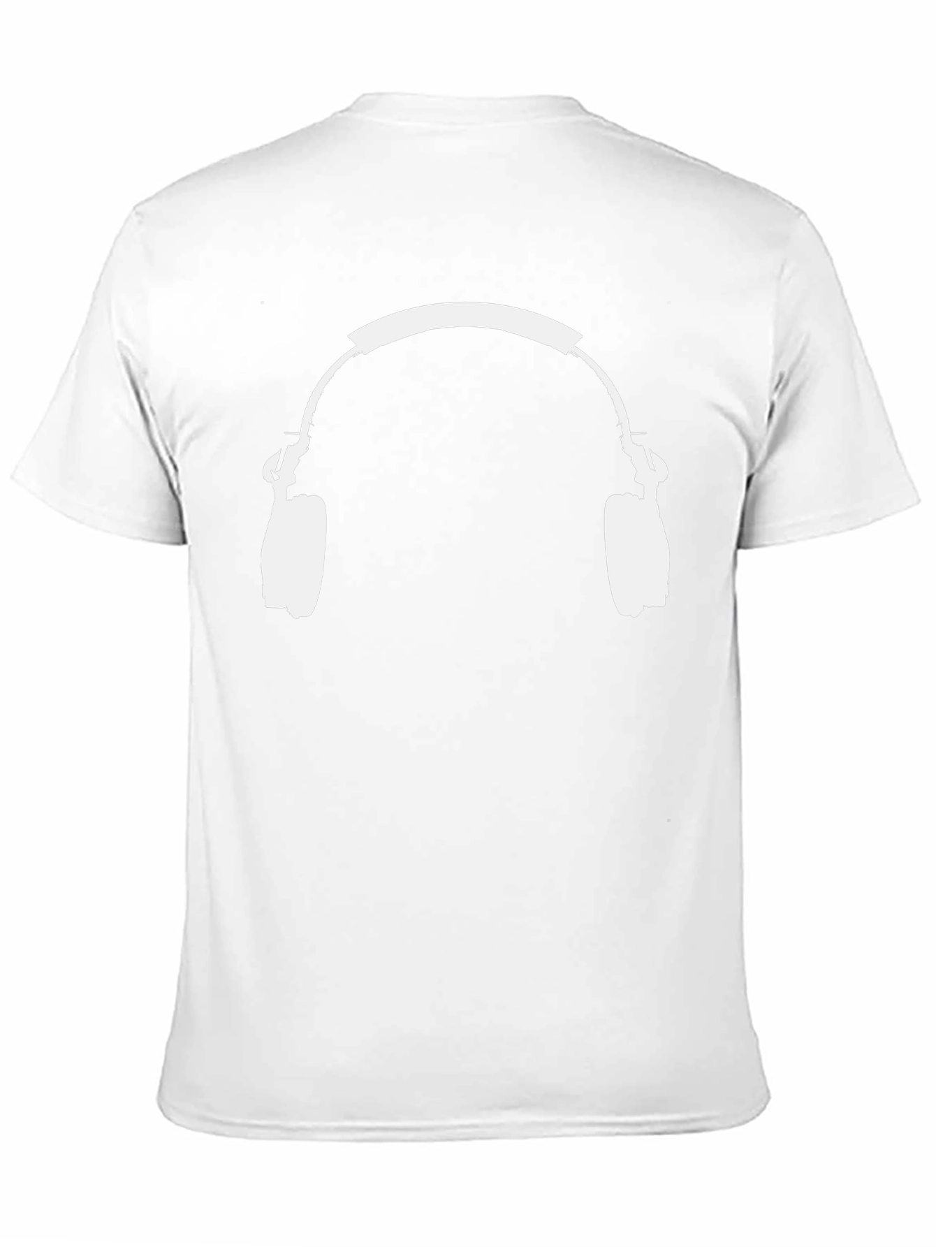 Black T-Shirt with White Headphones Graphic