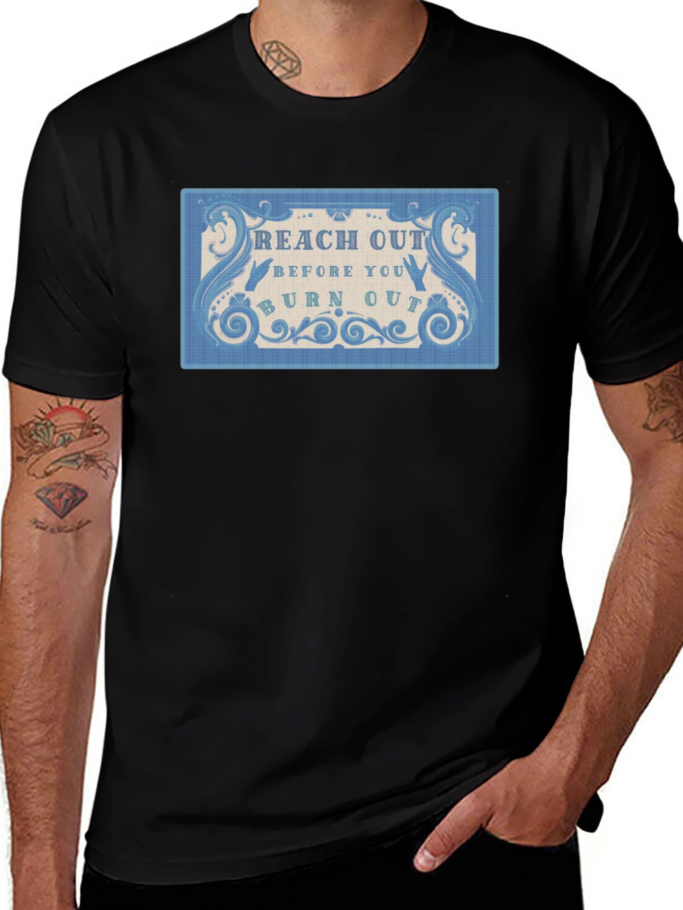 Reach Out Before You Burn Out Black T-Shirt
